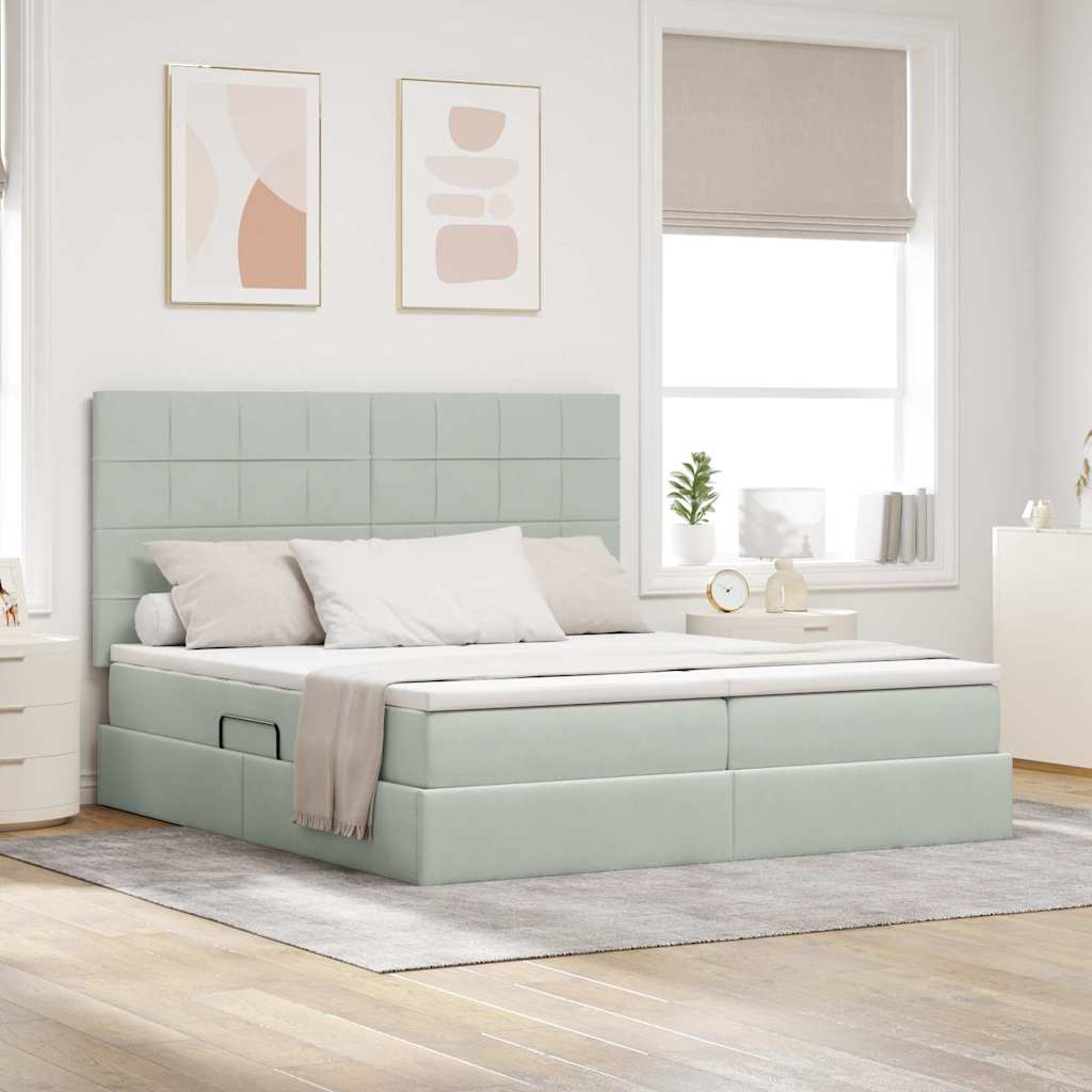 vidaXL Bed met LED-striplichten Donkergroen 180 x 200 cm Fluweel