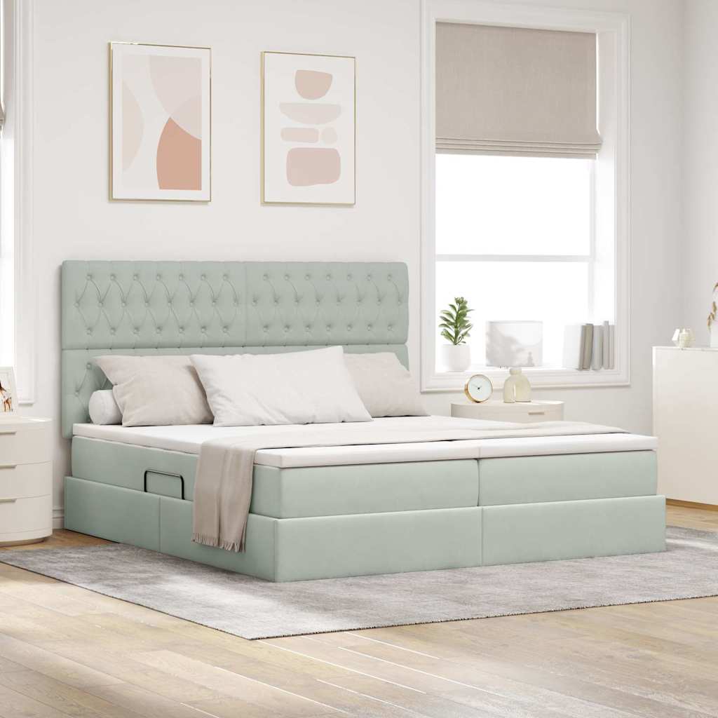 vidaXL Bed met LED-striplichten Donkergroen 180 x 200 cm Fluweel