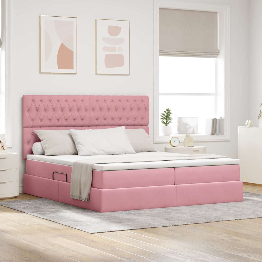 vidaXL Bed met LED-striplichten Donkergroen 180 x 200 cm Fluweel