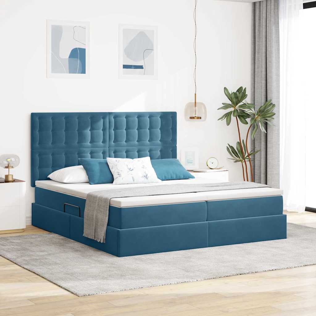 vidaXL Bed met LED-striplichten Donkergroen 180 x 200 cm Fluweel