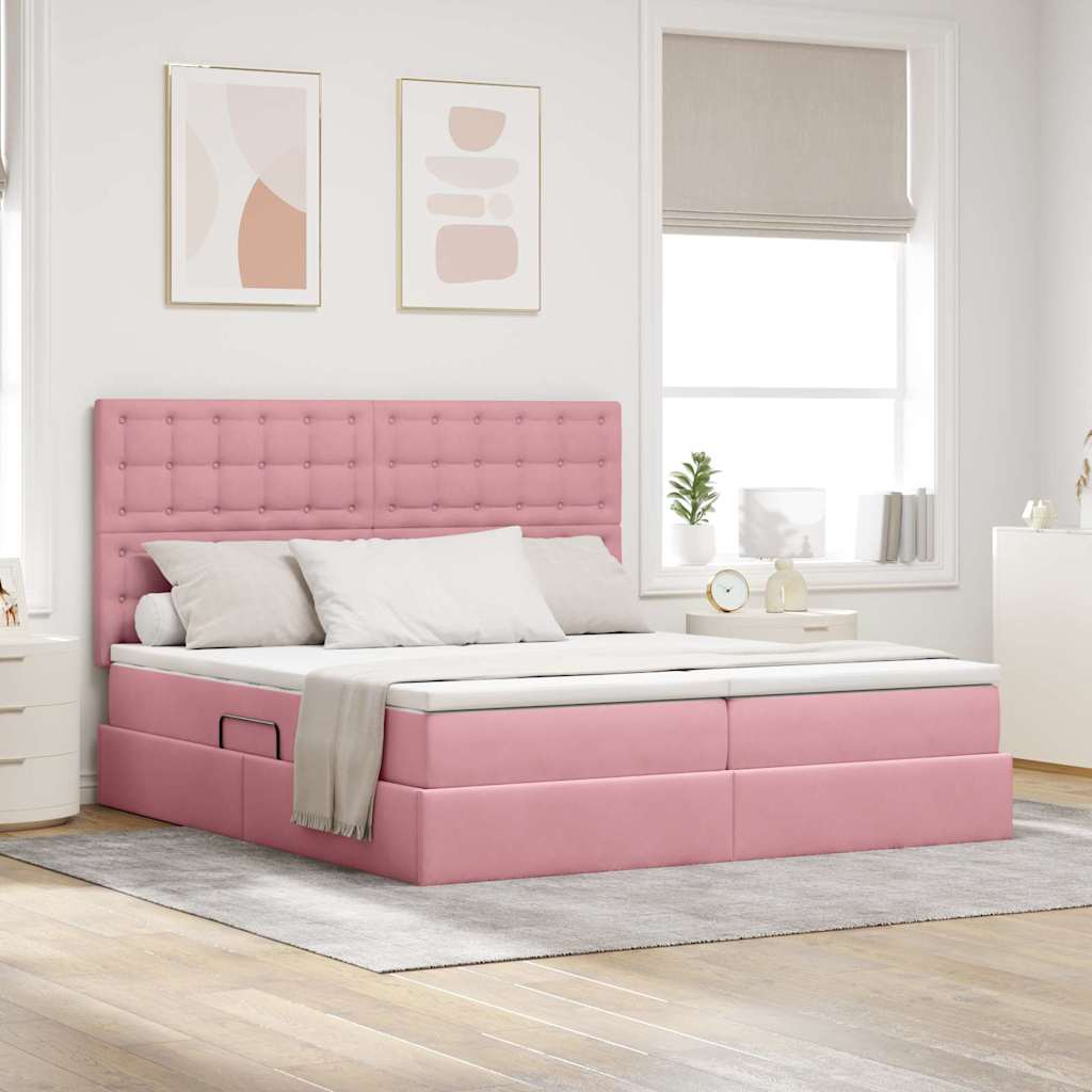 vidaXL Bed met LED-striplichten Donkergroen 180 x 200 cm Fluweel