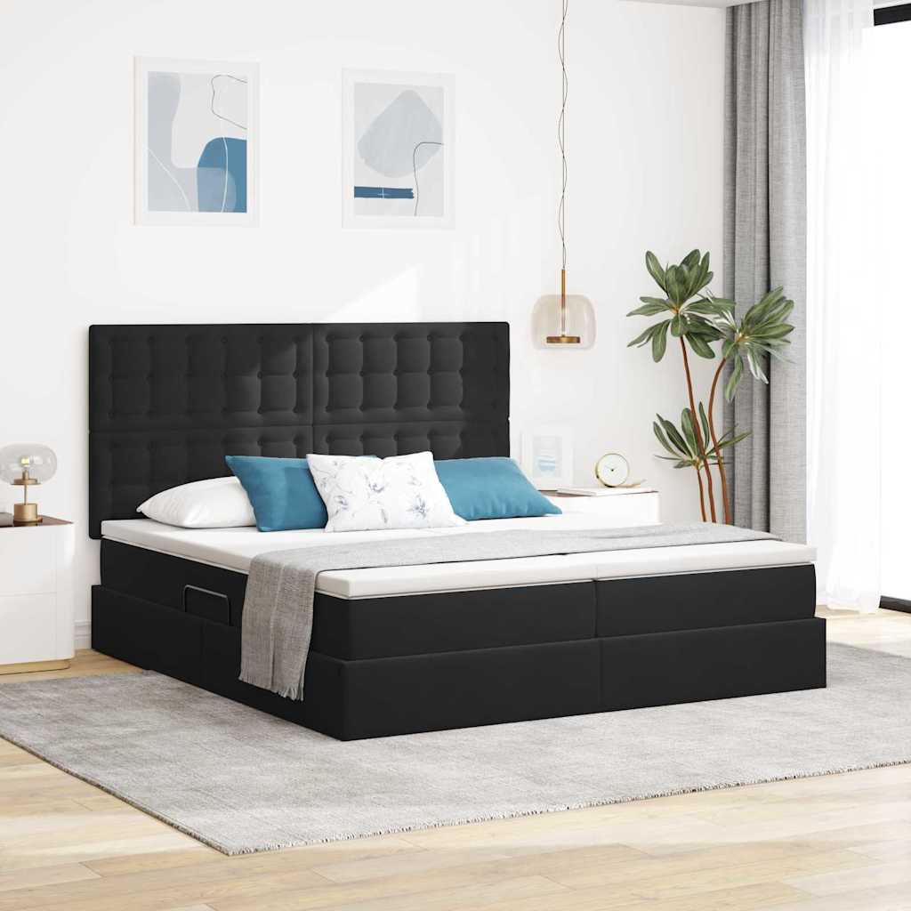 vidaXL Bed met LED-striplichten Donkergroen 180 x 200 cm Fluweel