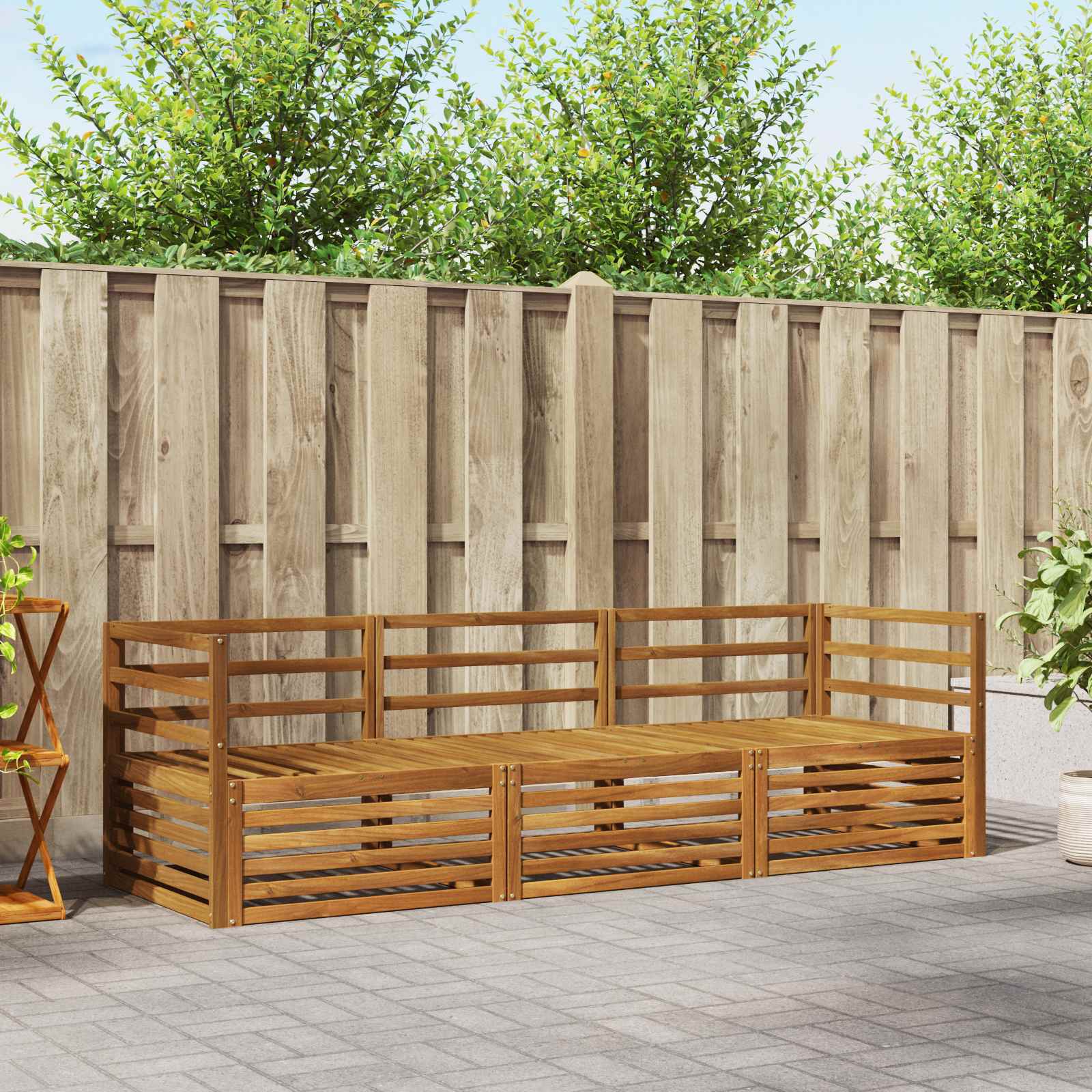vidaXL Buiten bankenset 3 pcs Naturel