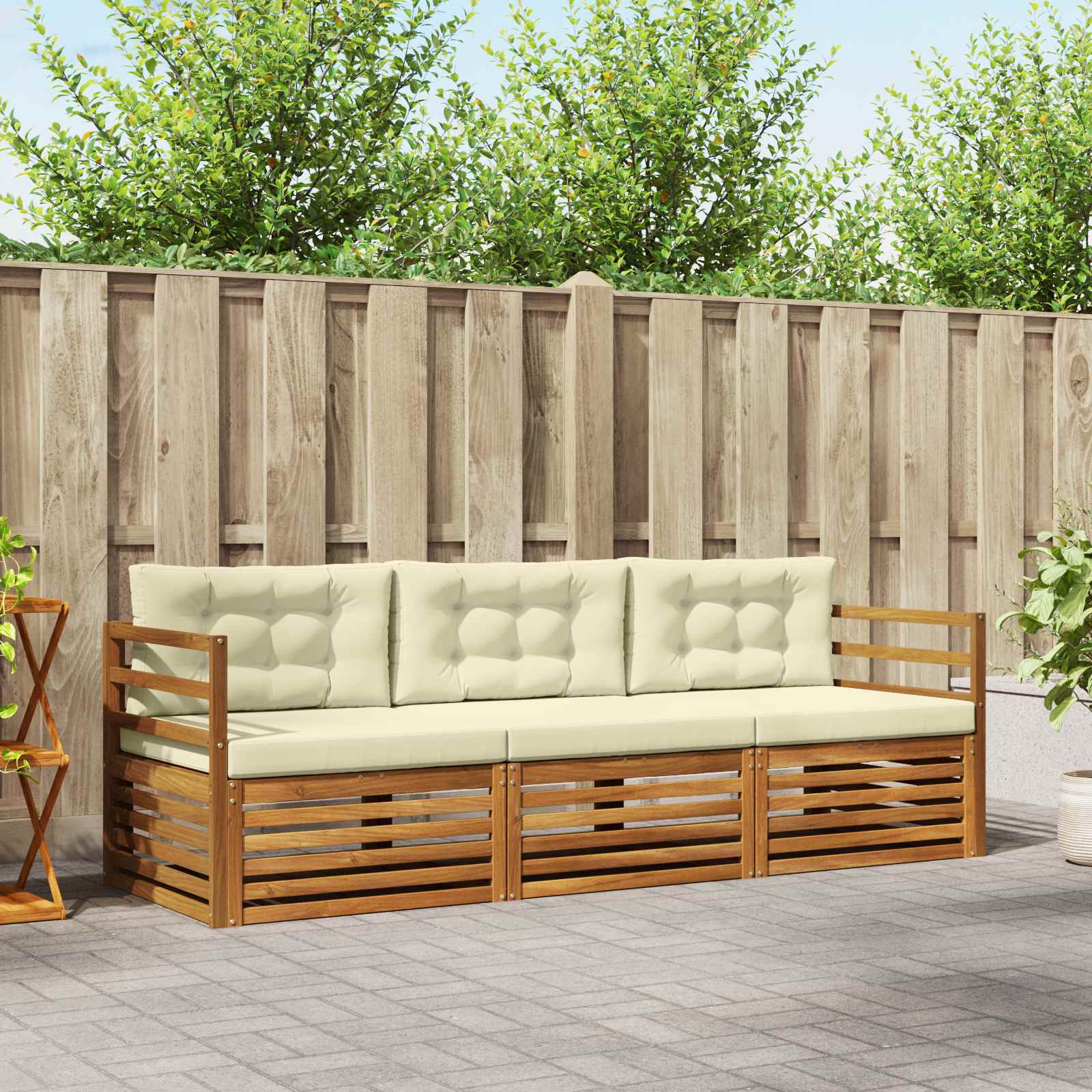 vidaXL Buiten bankenset 3 pcs Naturel