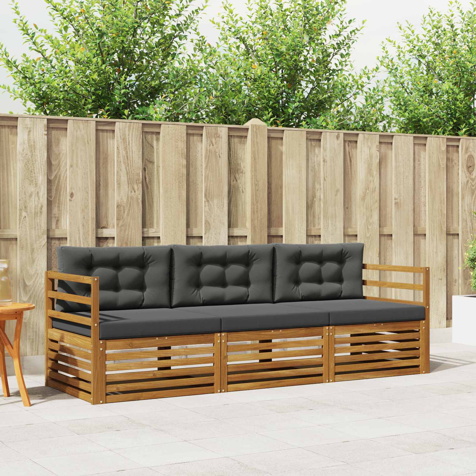 vidaXL Buiten bankenset 3 pcs Naturel