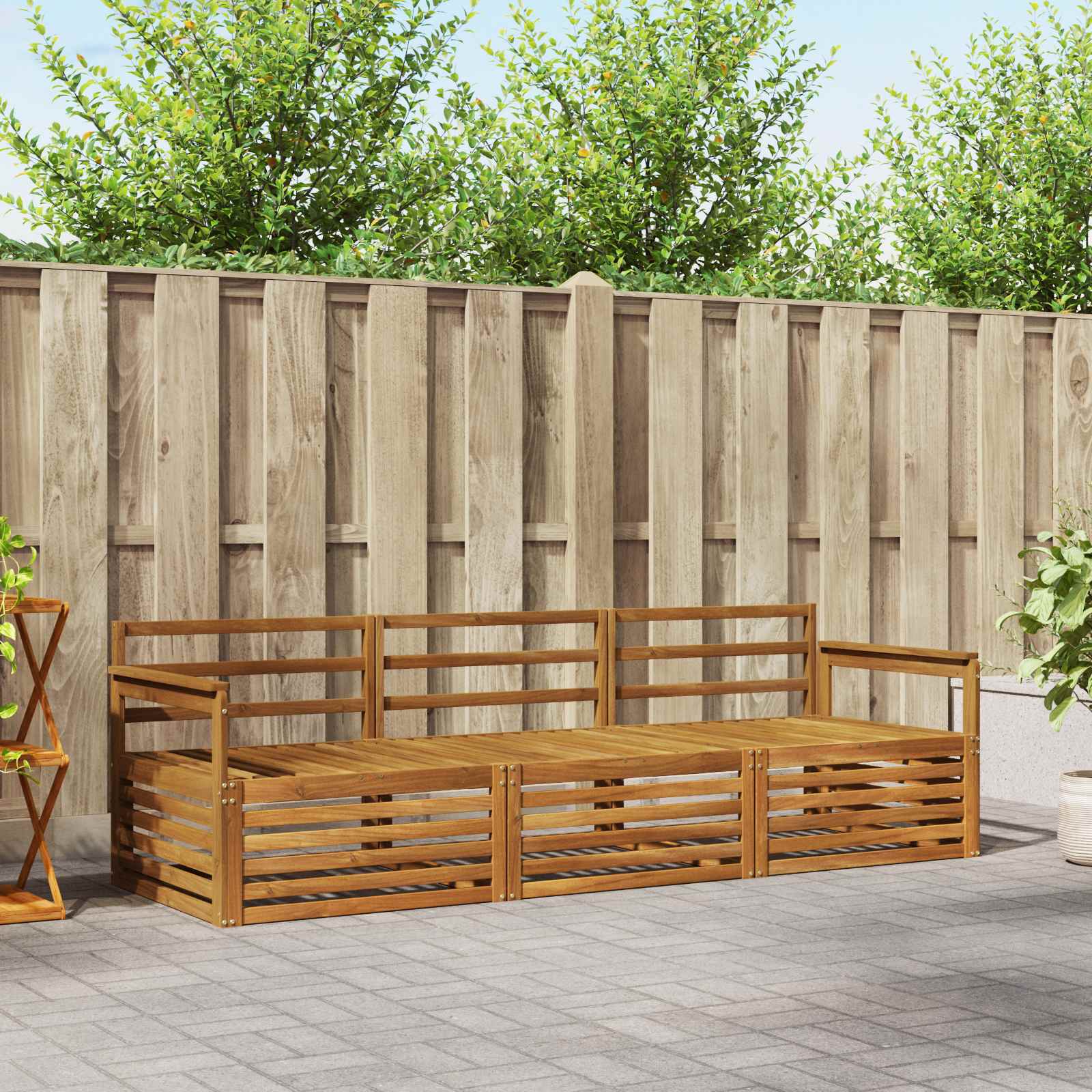 vidaXL Buiten bankenset 3 pcs Naturel