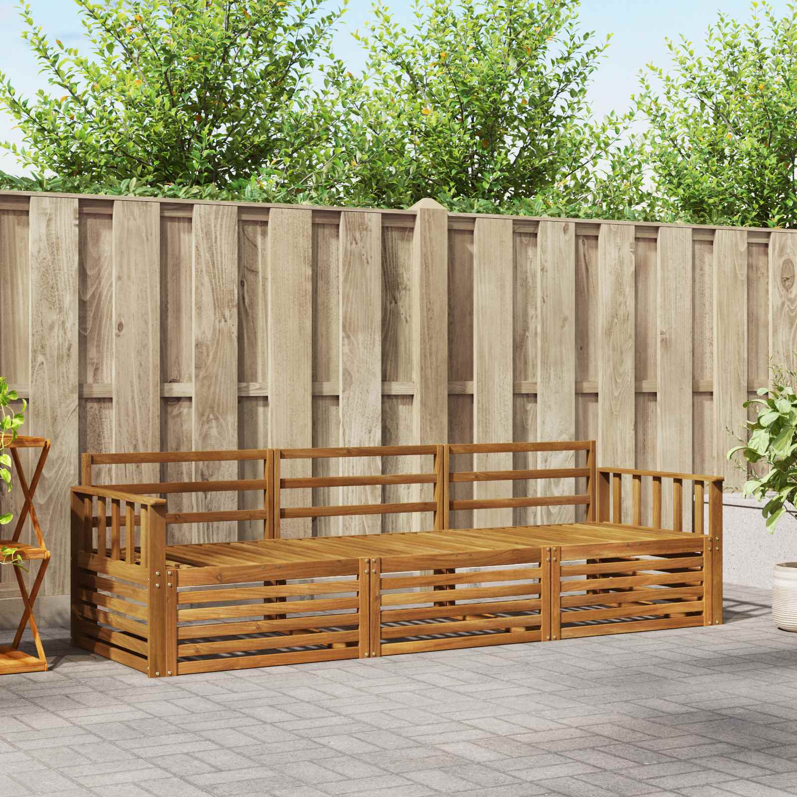 vidaXL Buiten bankenset 3 pcs Naturel