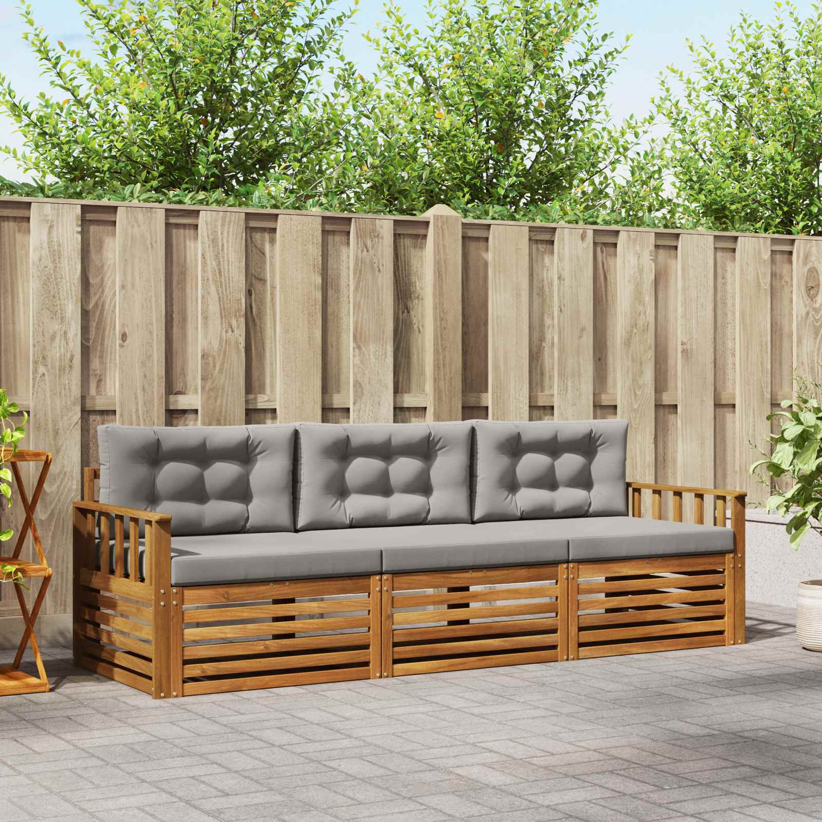 vidaXL Buiten bankenset 3 pcs Naturel