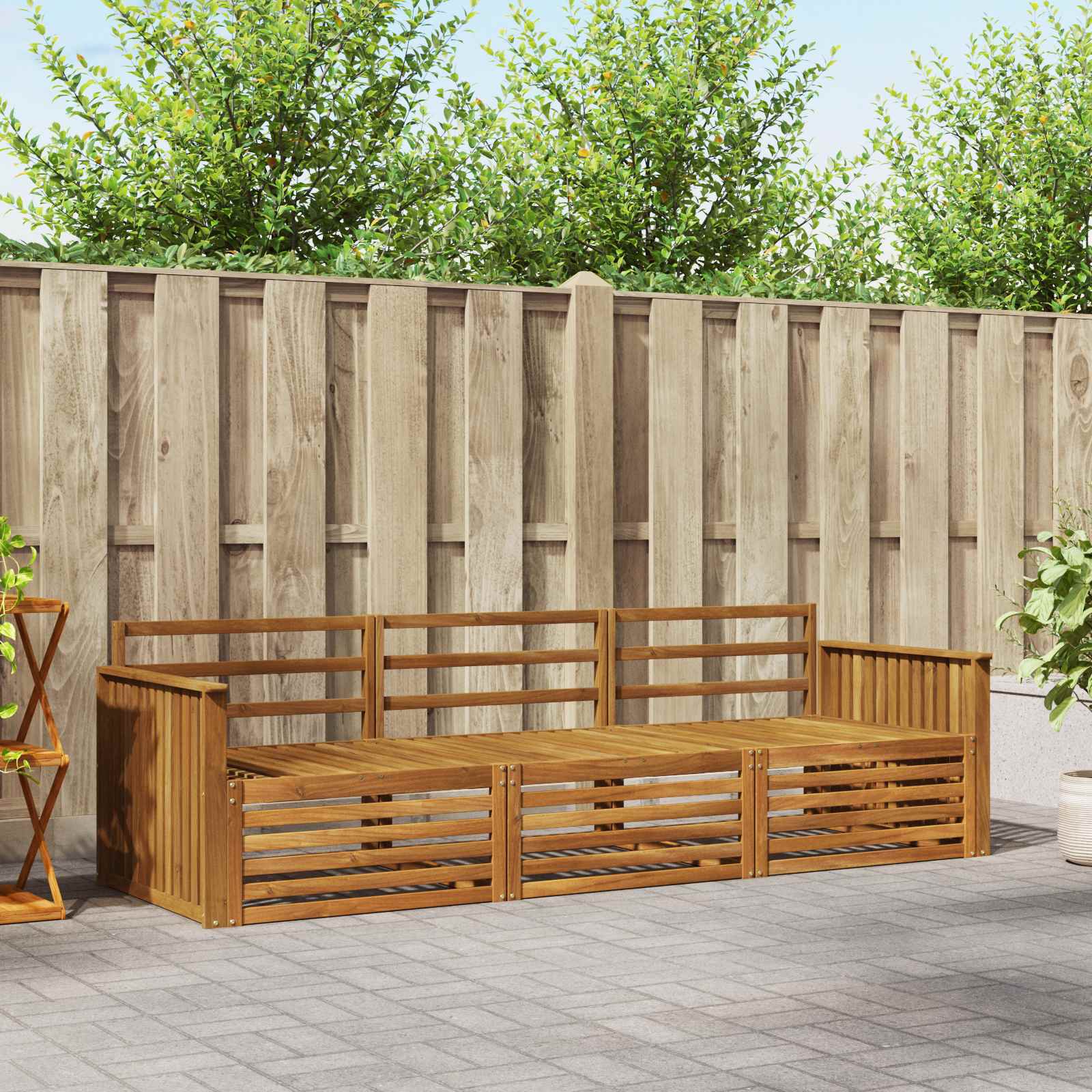 vidaXL Buiten bankenset 3 pcs Naturel