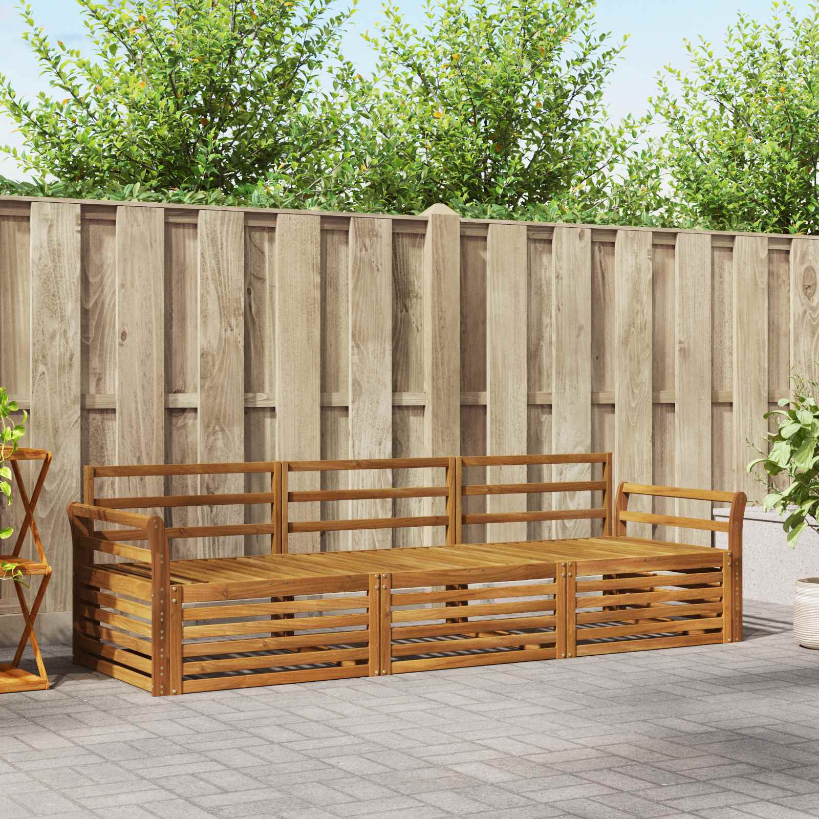 vidaXL Buiten bankenset 3 pcs Naturel