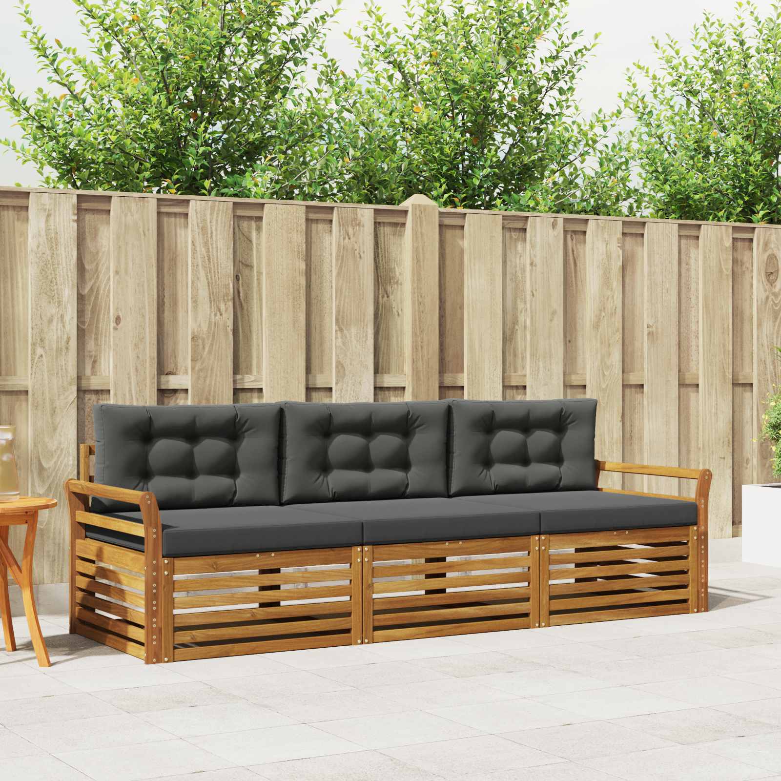 vidaXL Buiten bankenset 3 pcs Naturel