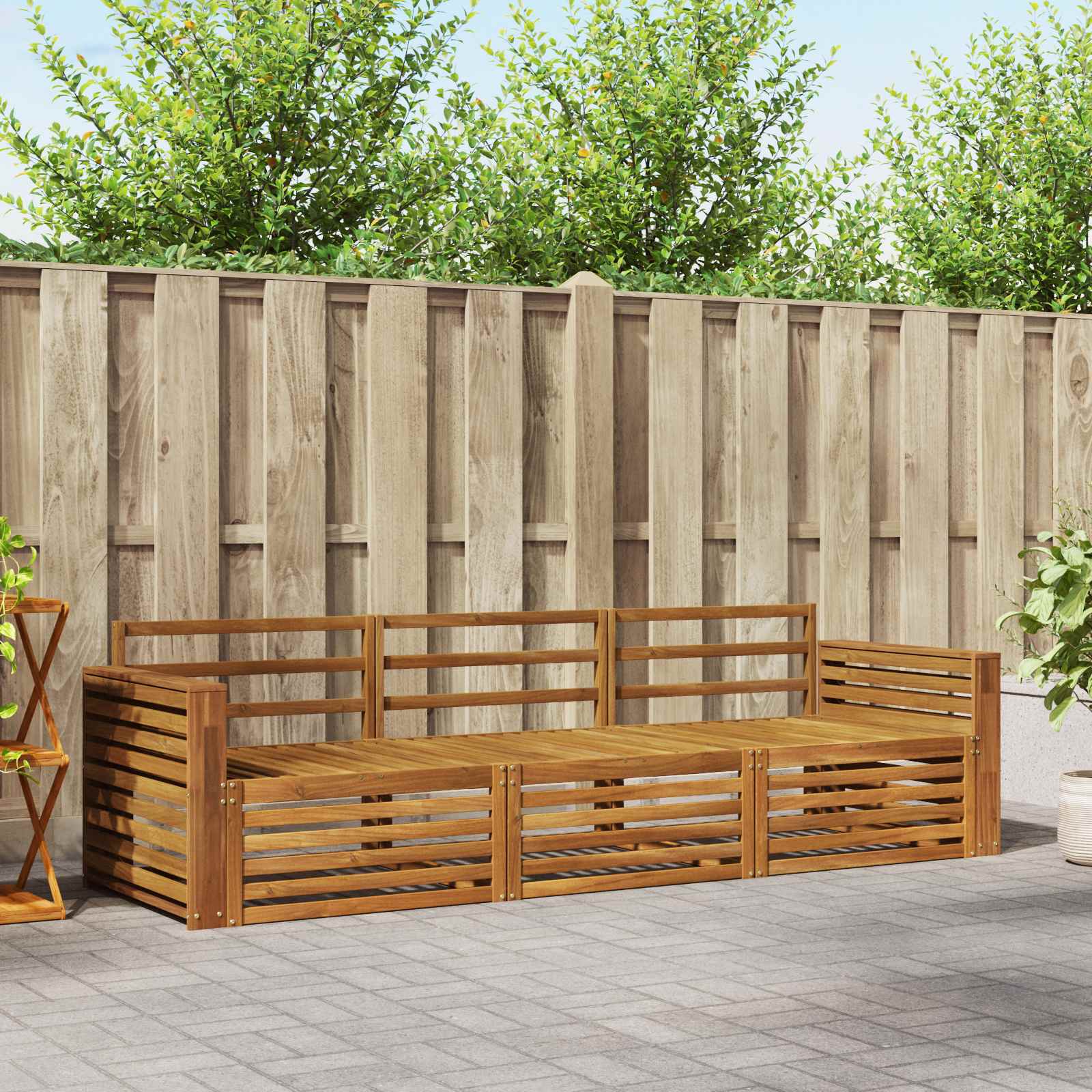 vidaXL Buiten bankenset 3 pcs Naturel