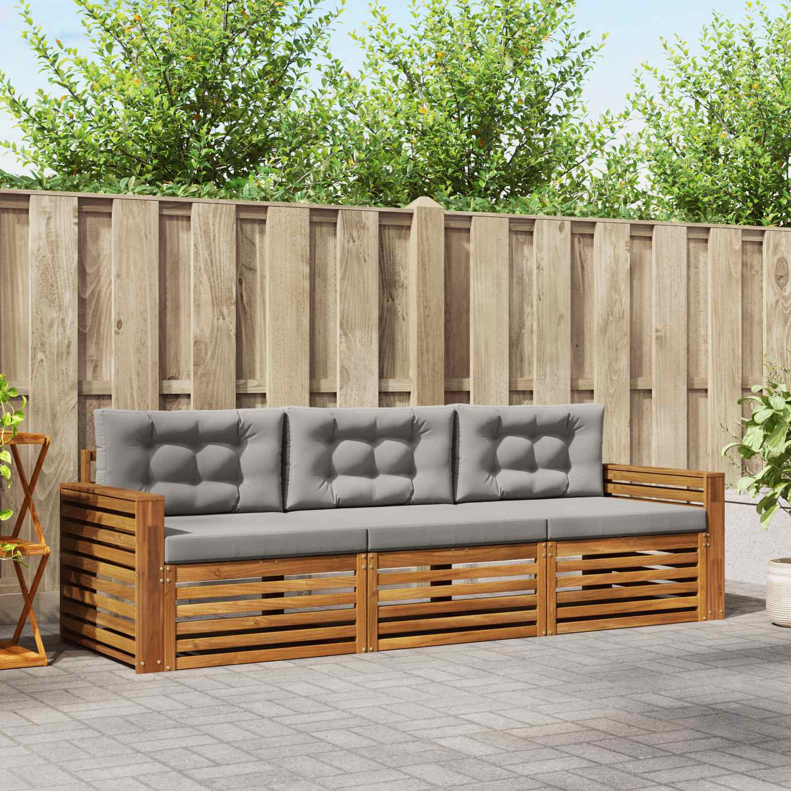 vidaXL Buiten bankenset 3 pcs Naturel