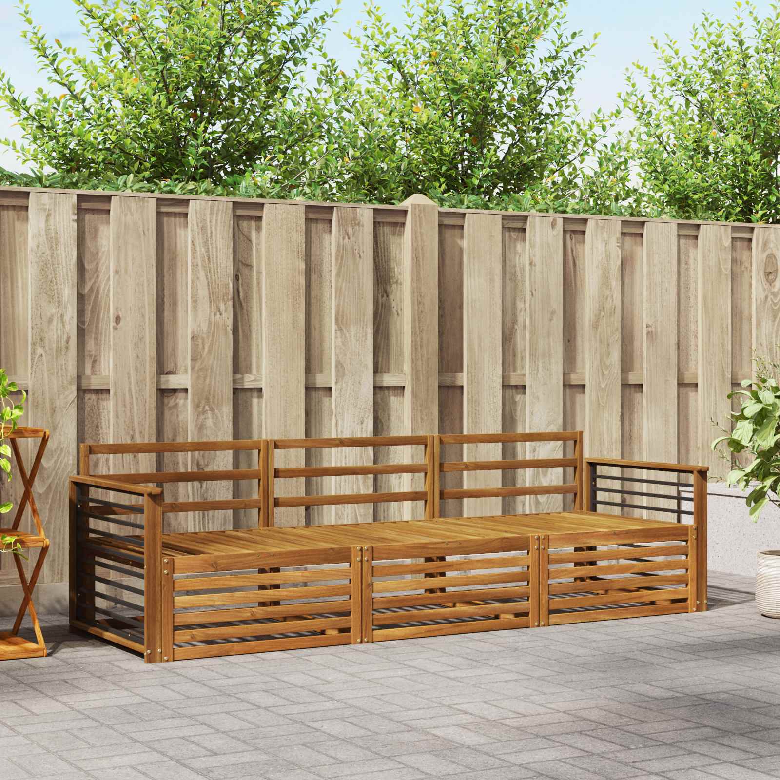 vidaXL Buiten bankenset 3 pcs Naturel