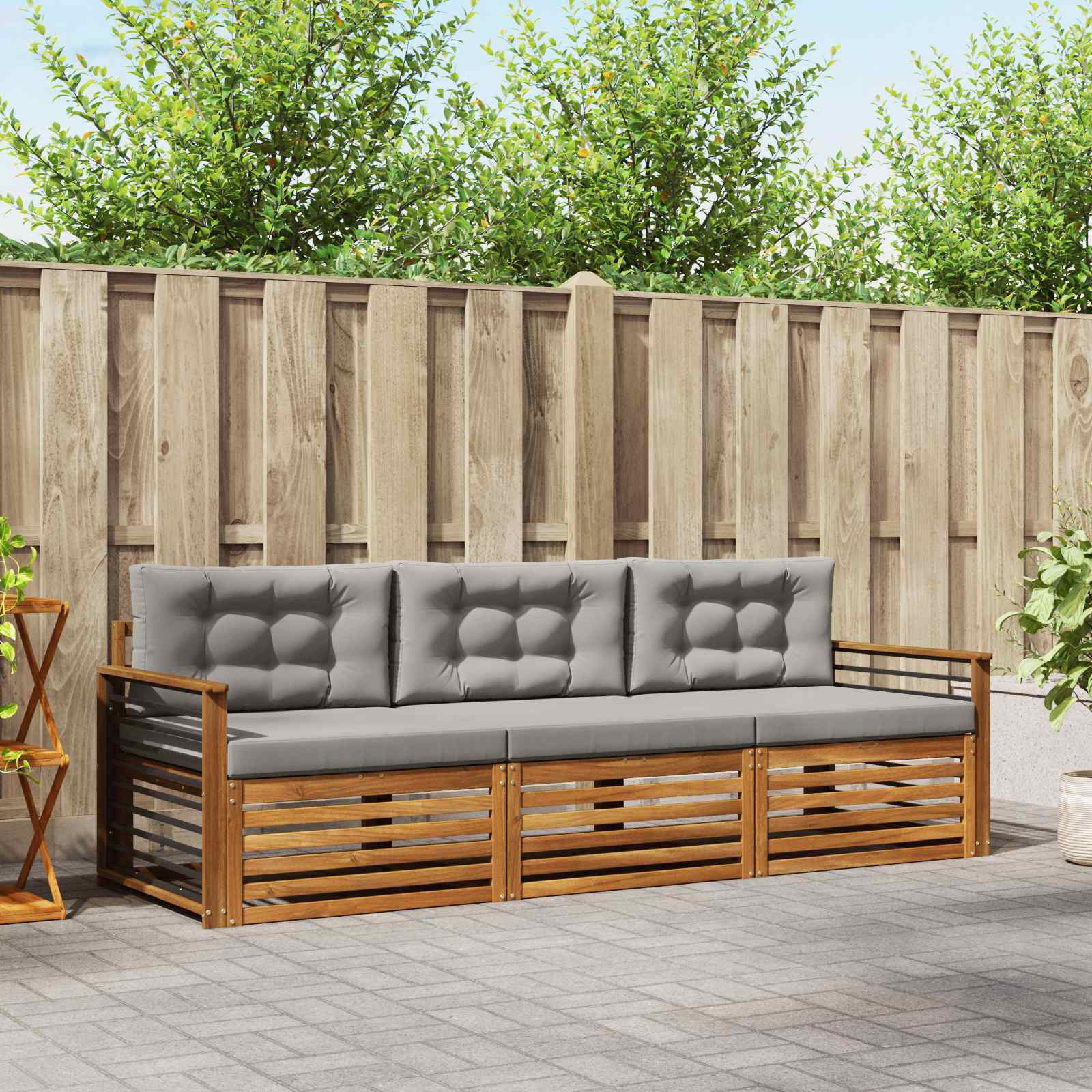 vidaXL Buiten bankenset 3 pcs Naturel