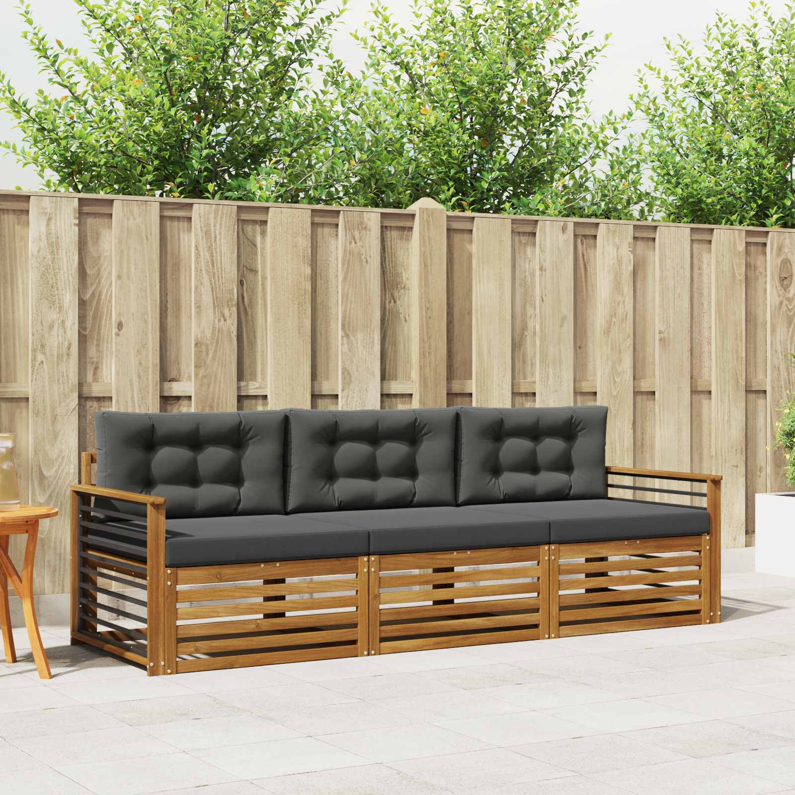 vidaXL Buiten bankenset 3 pcs Naturel