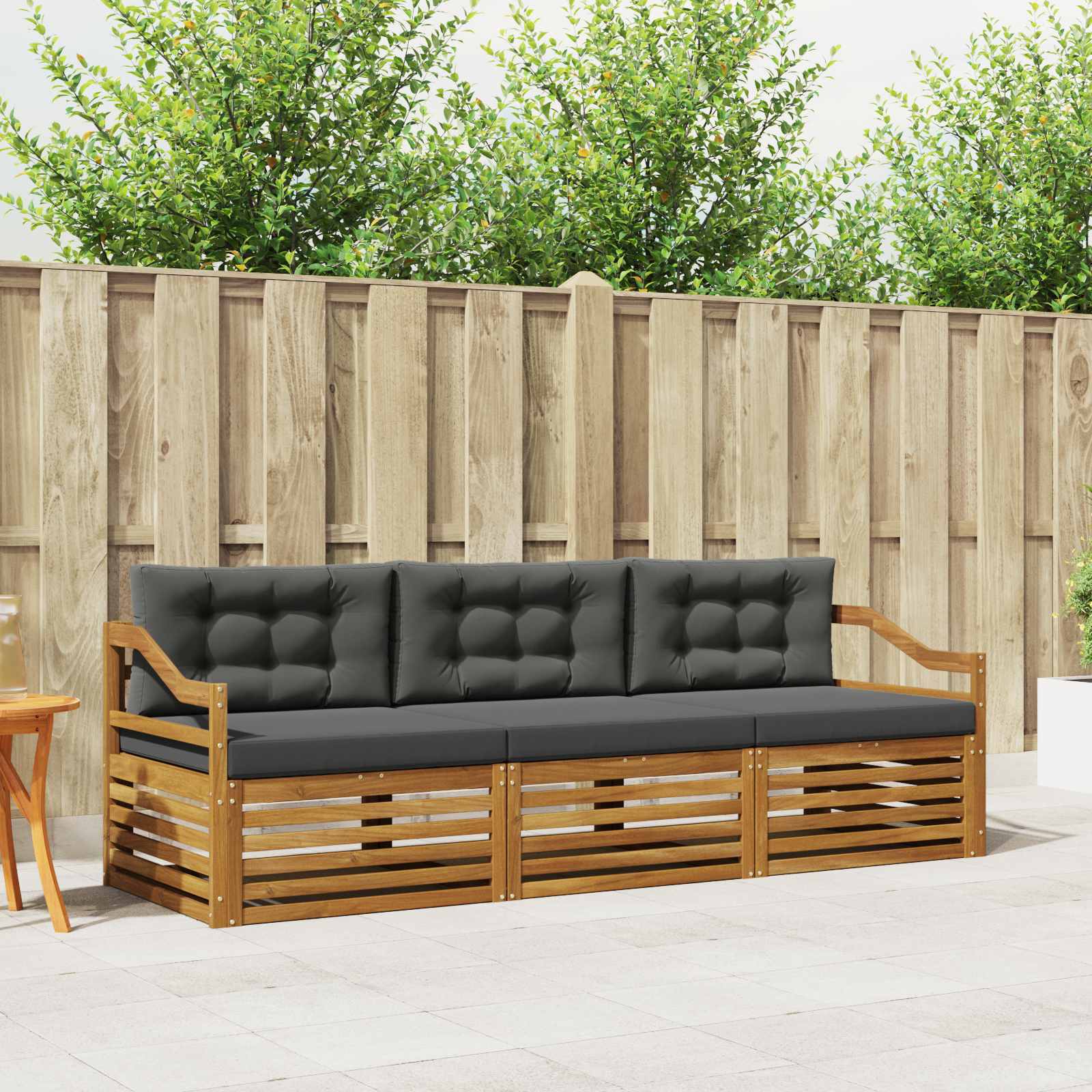 vidaXL Buiten bankenset 3 pcs Naturel
