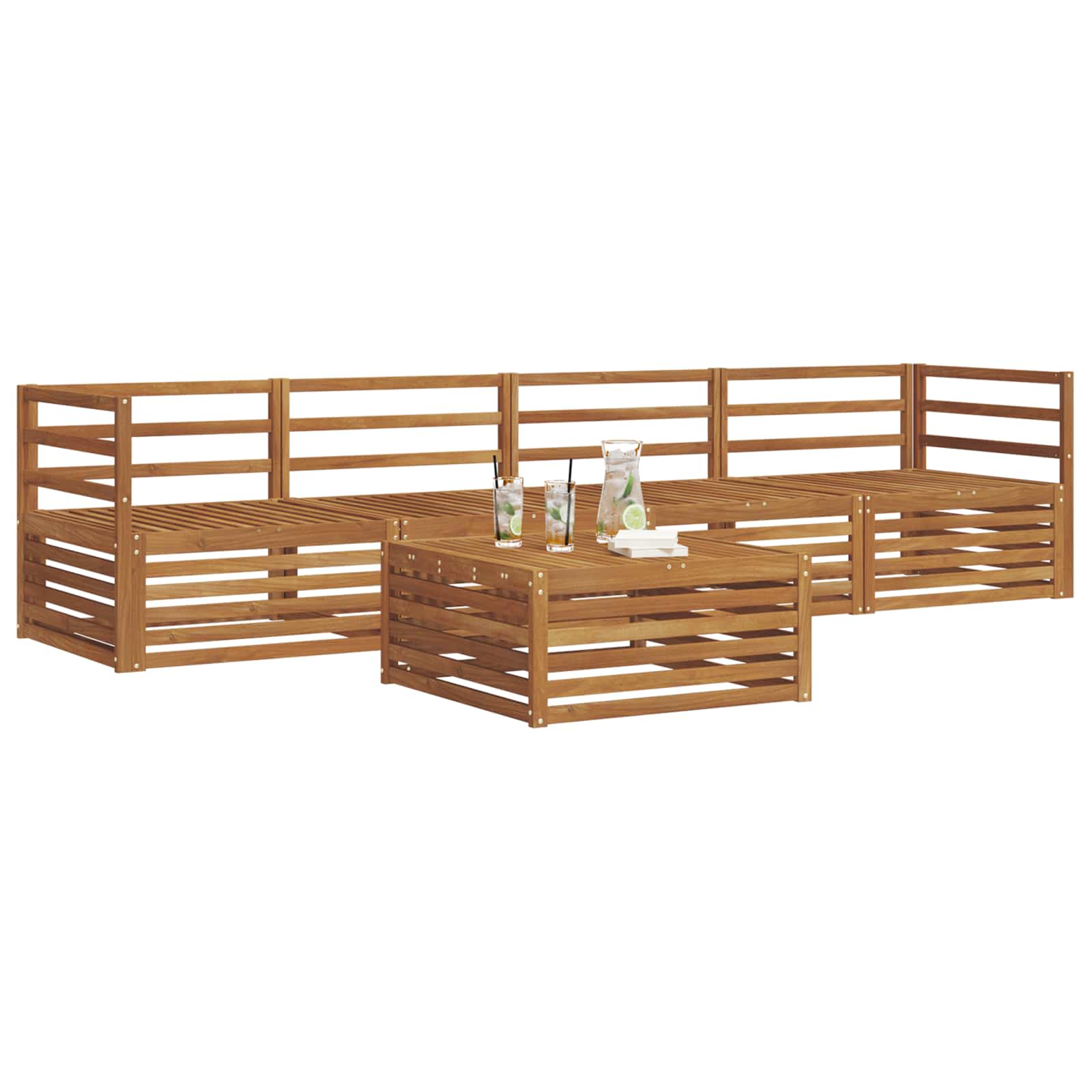 vidaXL Buiten bankenset 5 pcs Naturel