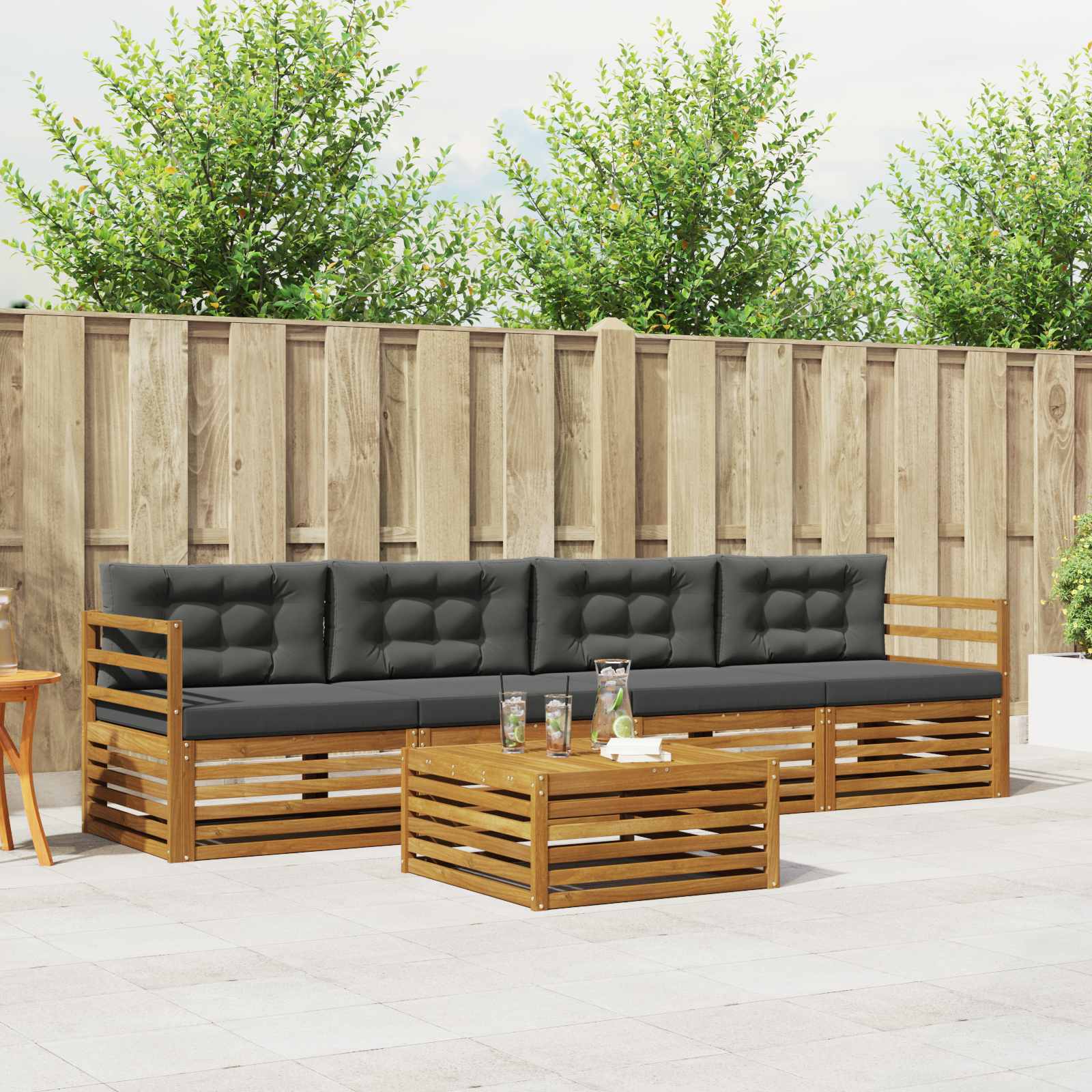 vidaXL Buiten bankenset 5 pcs Naturel