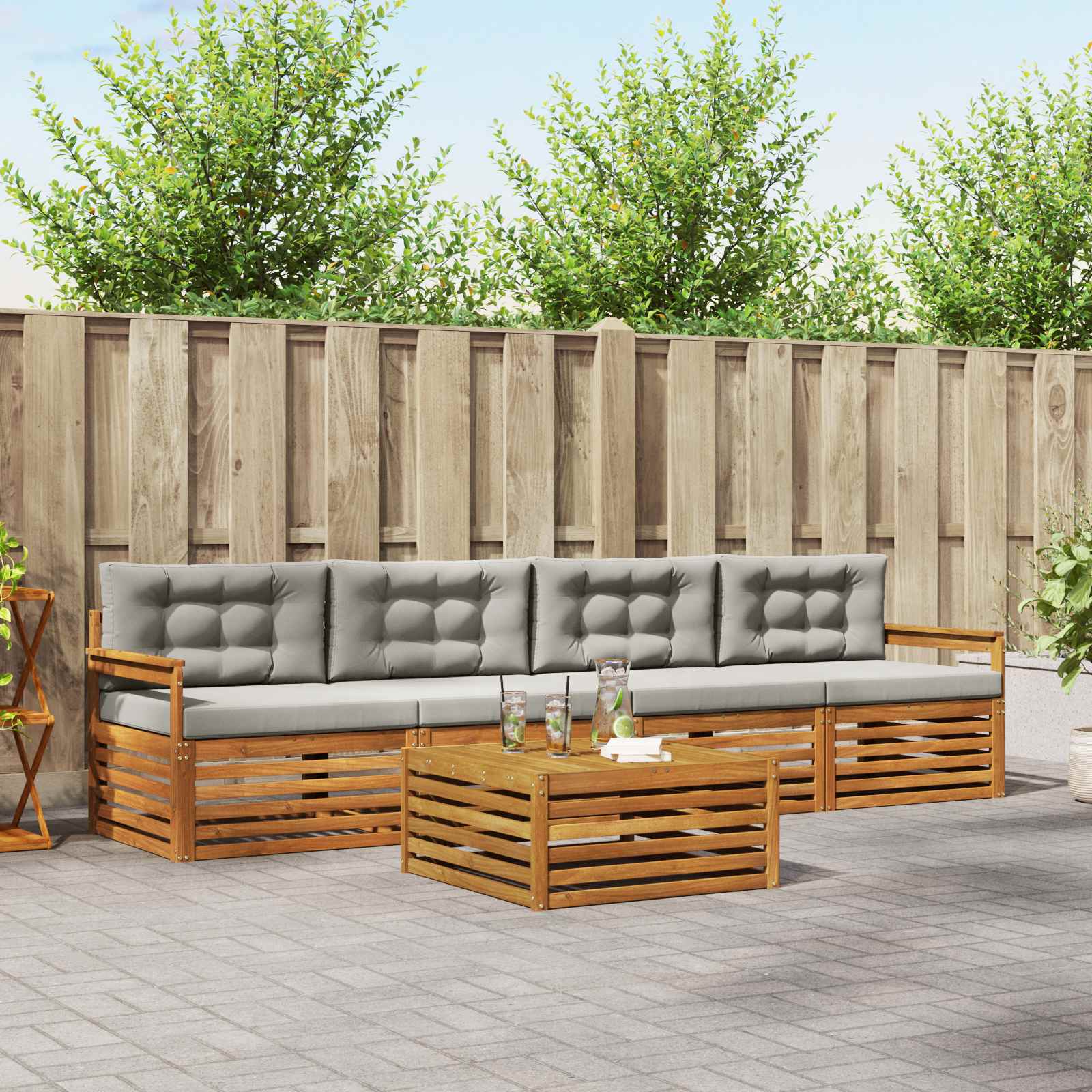 vidaXL Buiten bankenset 5 pcs Naturel