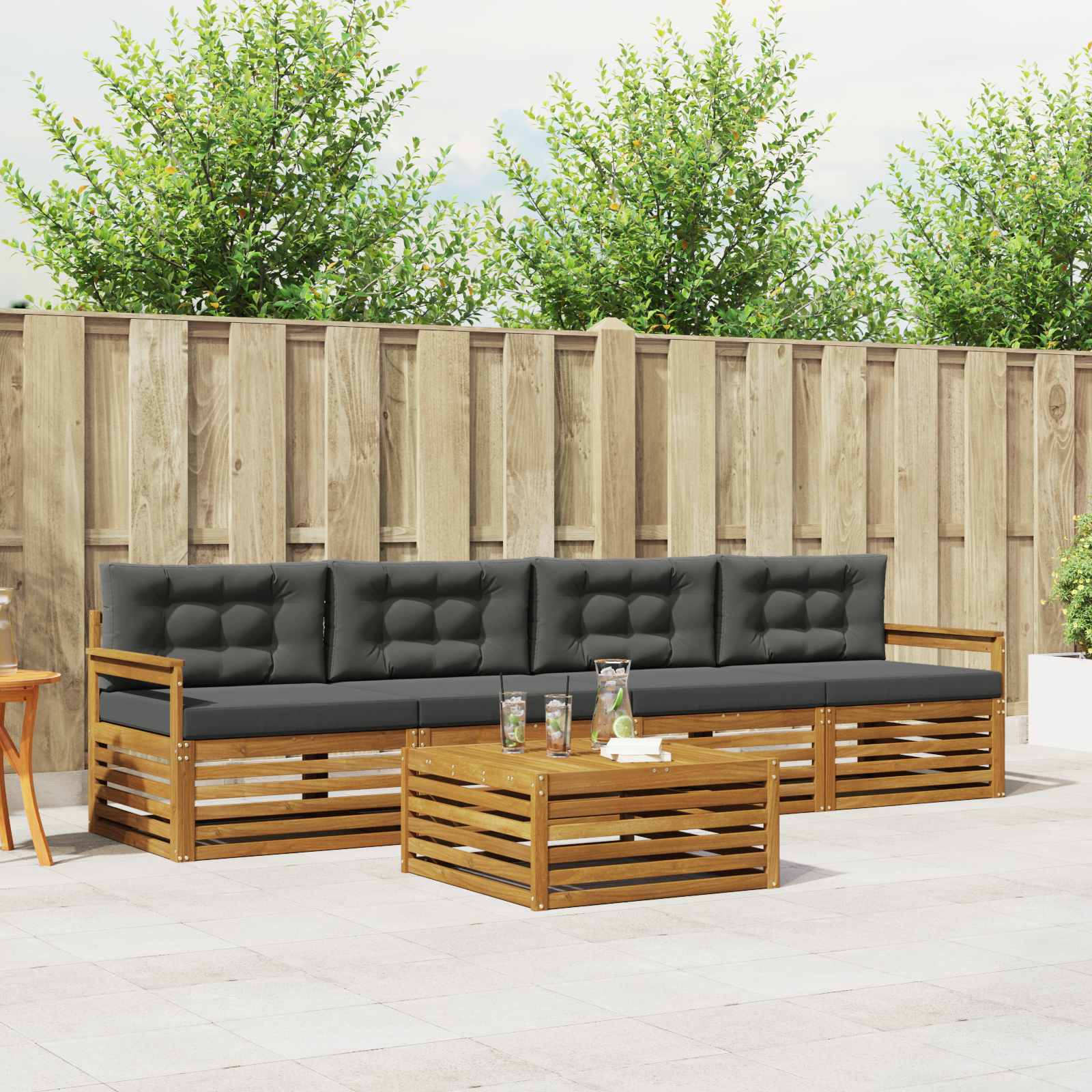 vidaXL Buiten bankenset 5 pcs Naturel