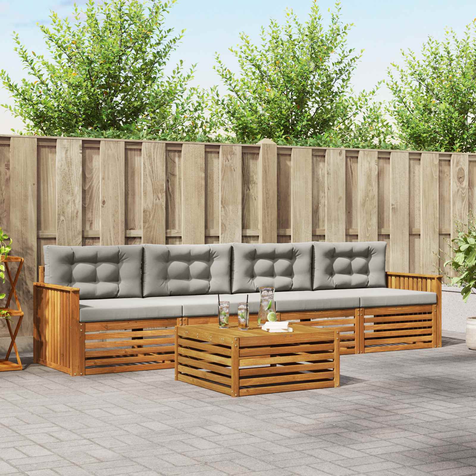vidaXL Buiten bankenset 5 pcs Naturel