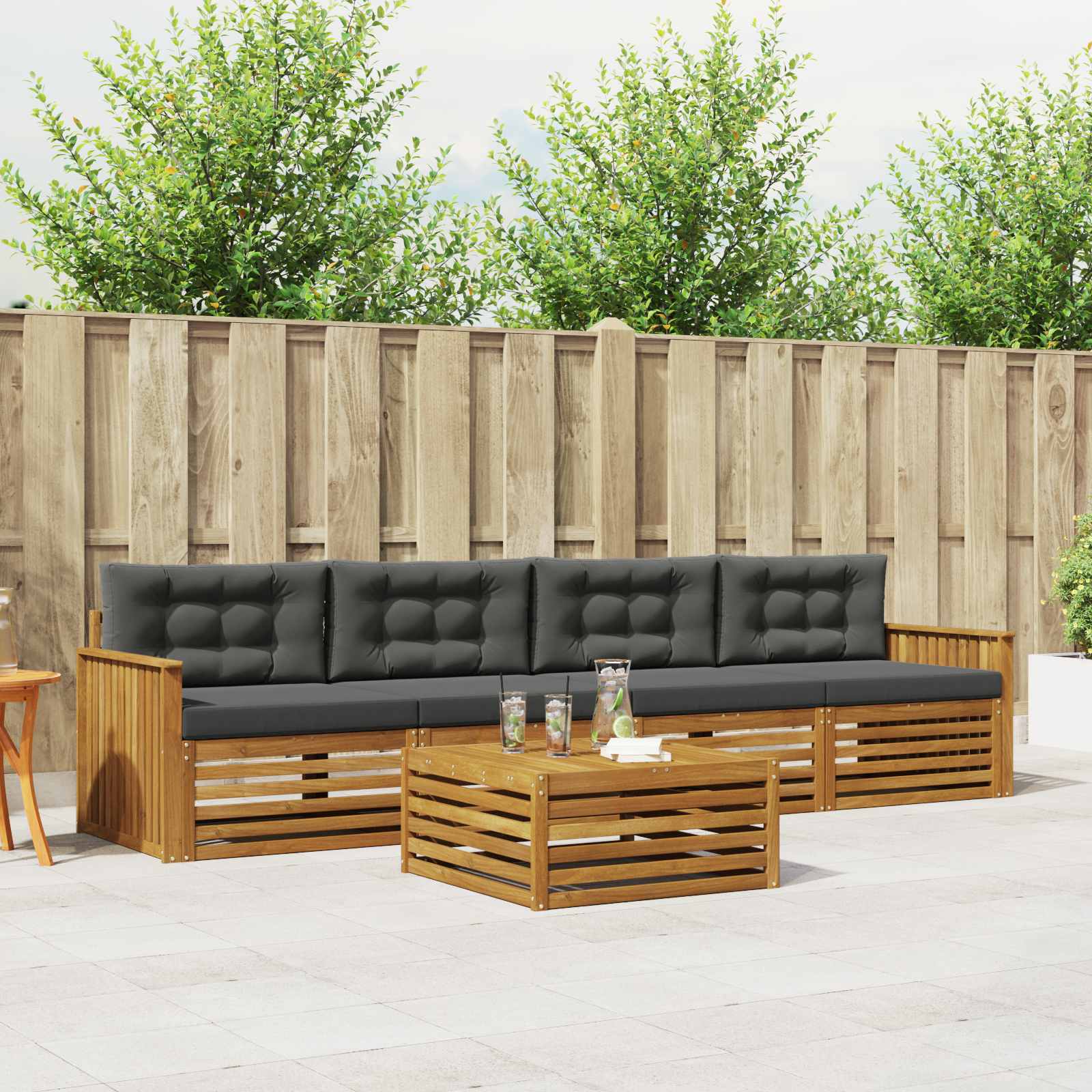 vidaXL Buiten bankenset 5 pcs Naturel