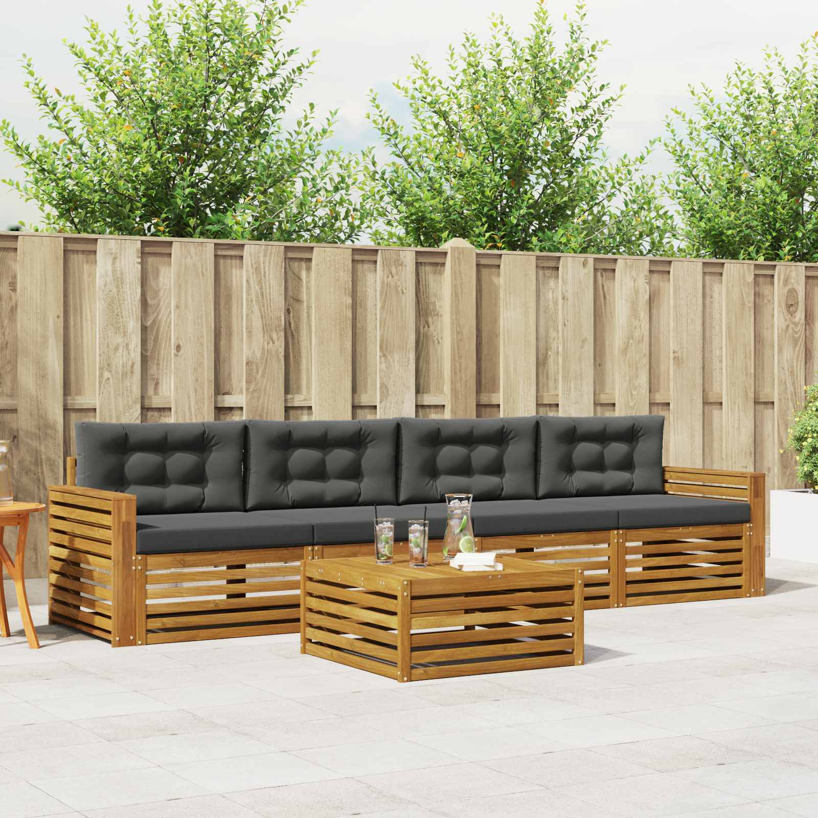 vidaXL Buiten bankenset 5 pcs Naturel