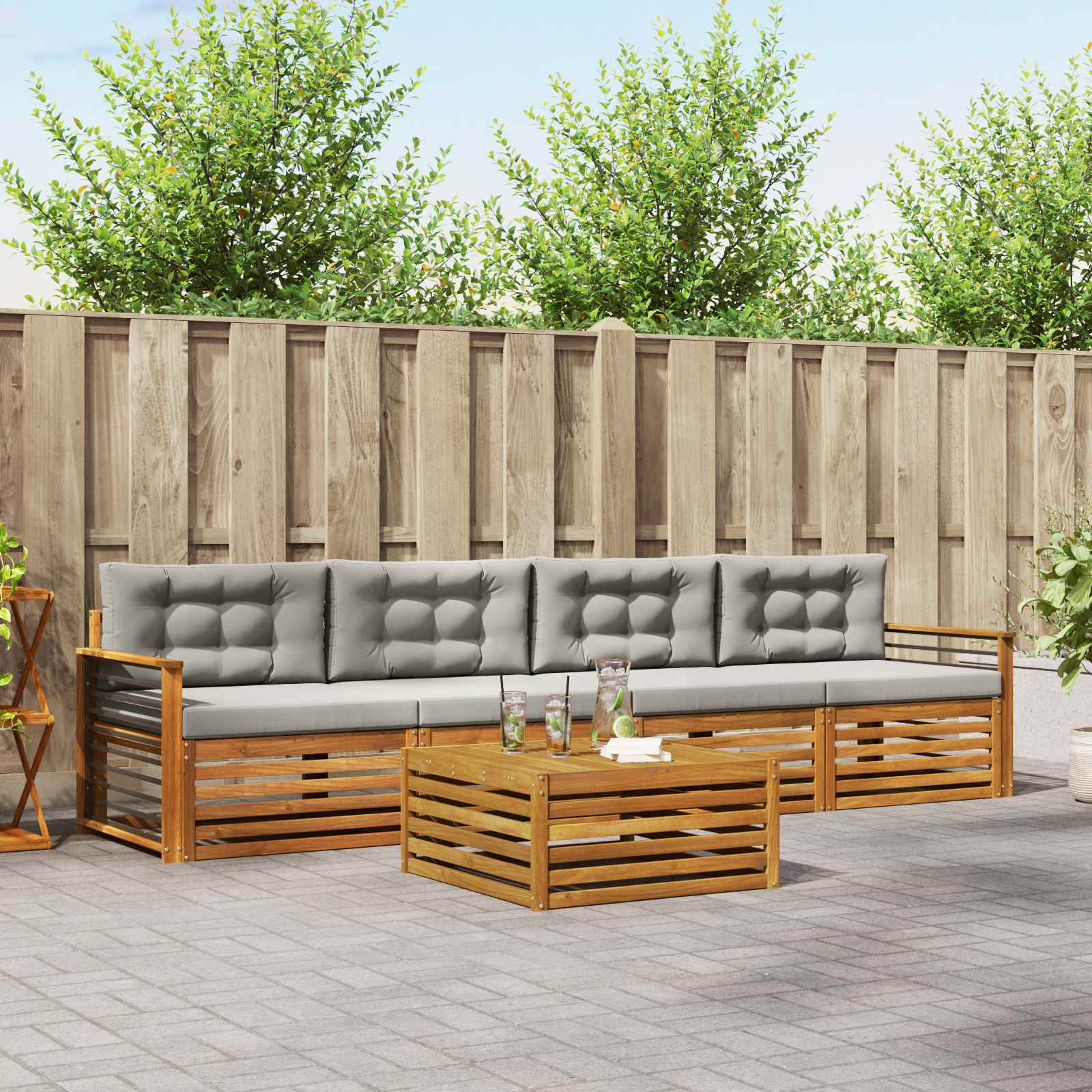 vidaXL Buiten bankenset 5 pcs Naturel