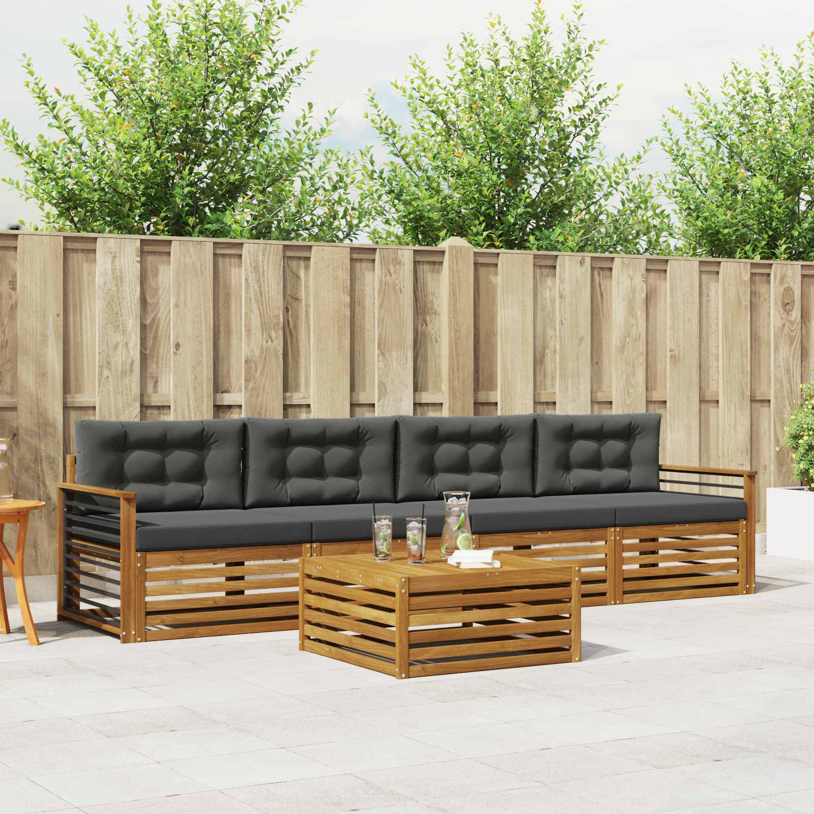 vidaXL Buiten bankenset 5 pcs Naturel