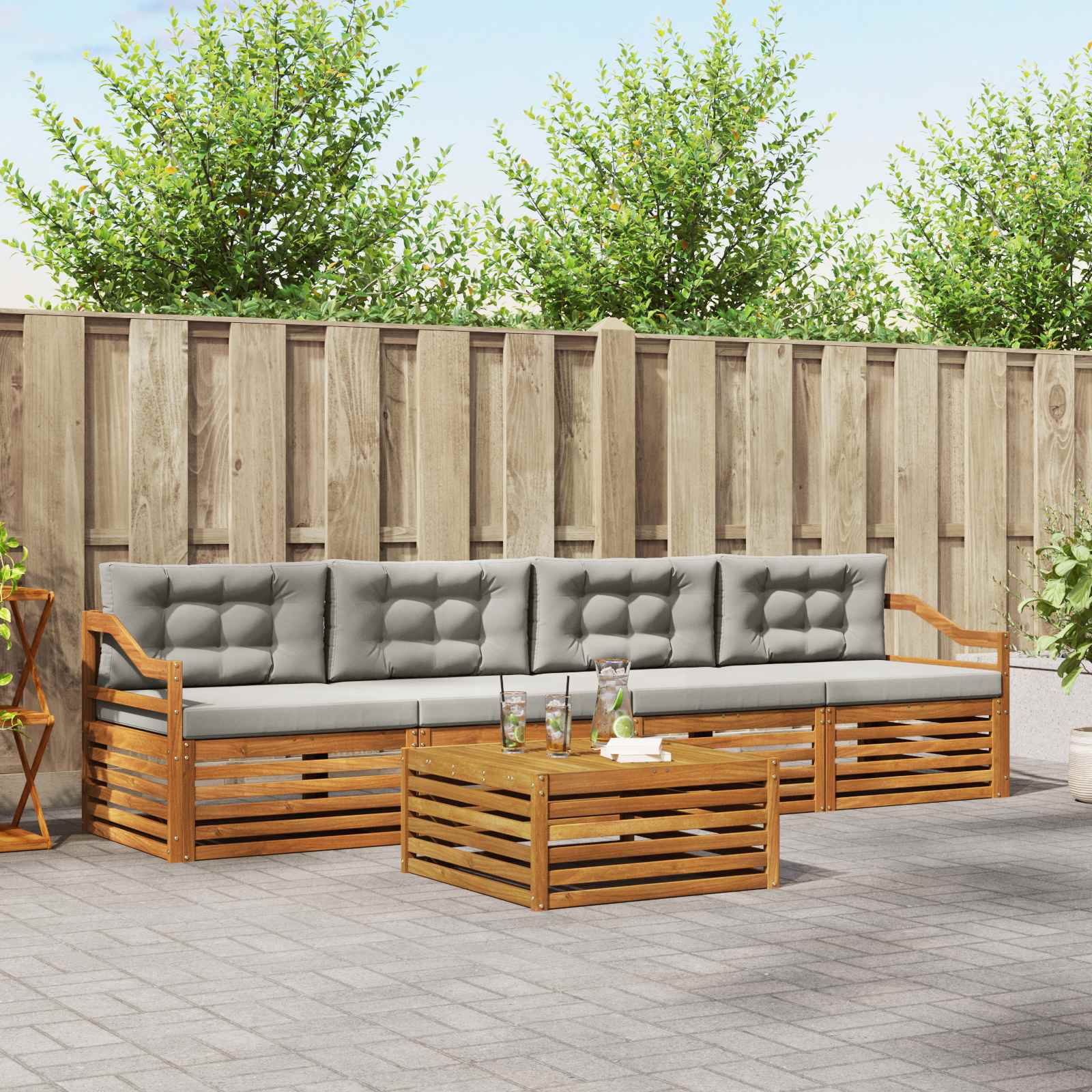 vidaXL Buiten bankenset 5 pcs Naturel