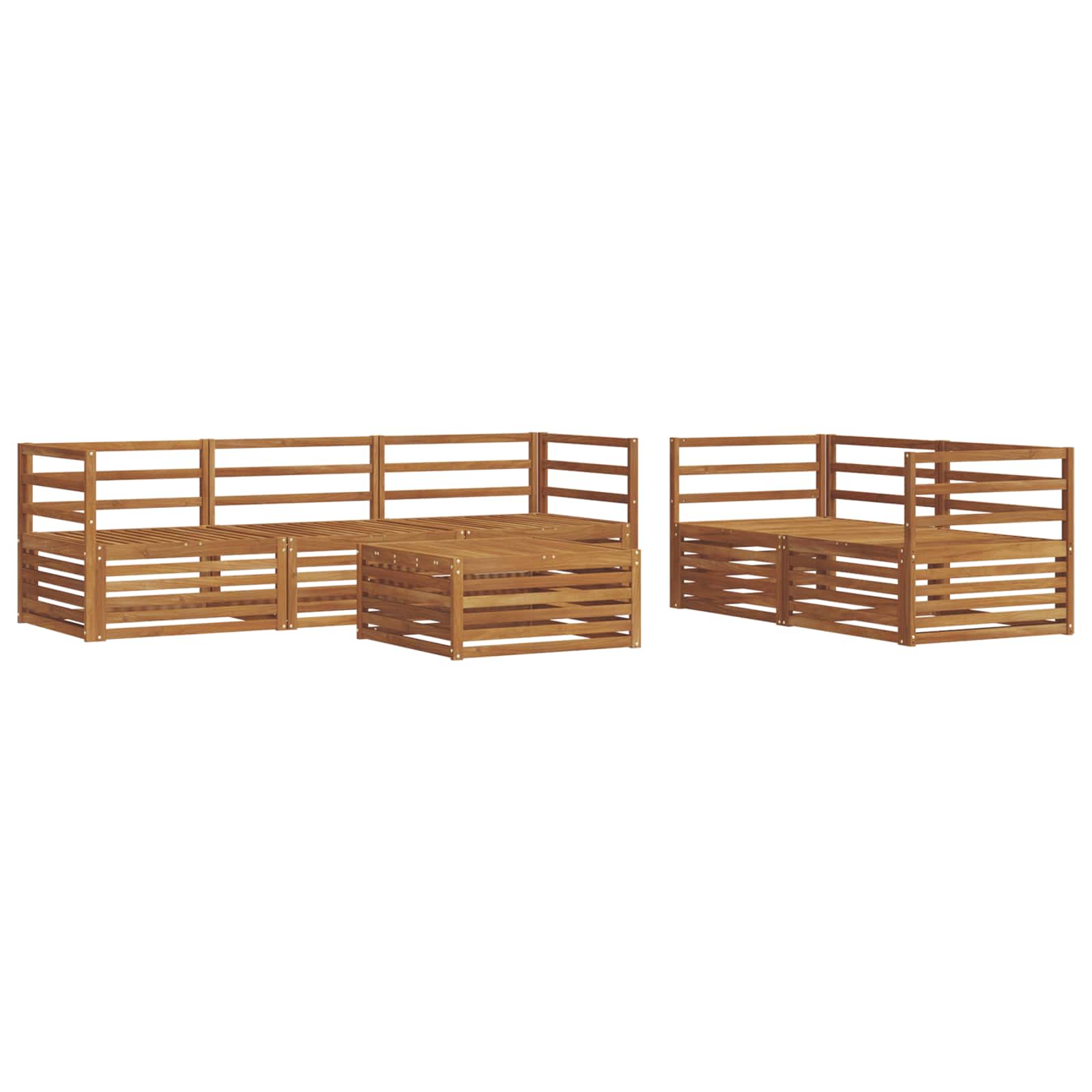 vidaXL Buiten bankenset 6 pcs Naturel