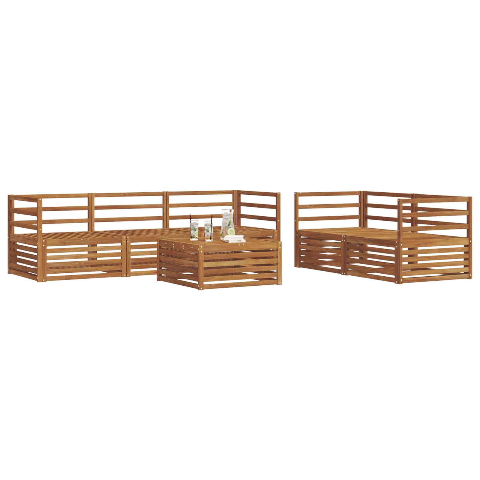 vidaXL Buiten bankenset 6 pcs Naturel