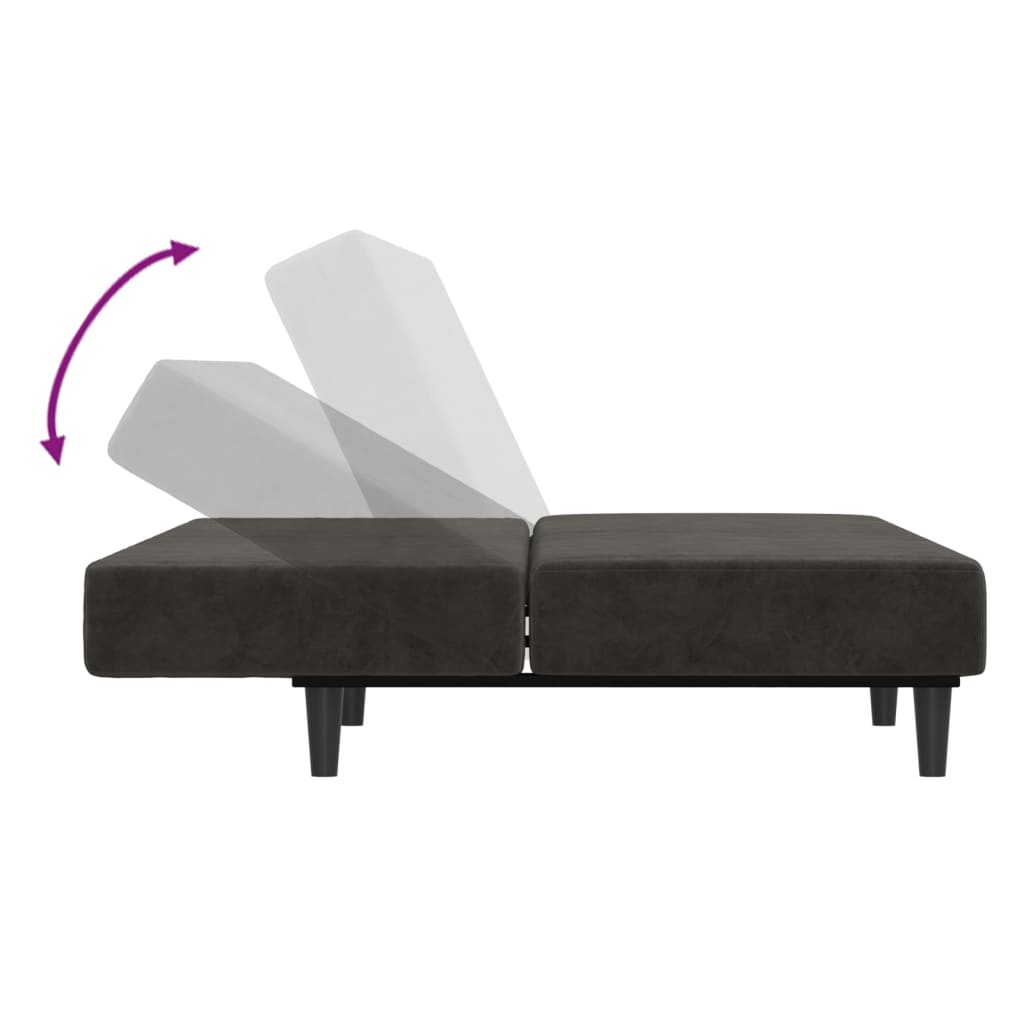 vidaXL Slaapbank 2-zits fluweel donkergrijs