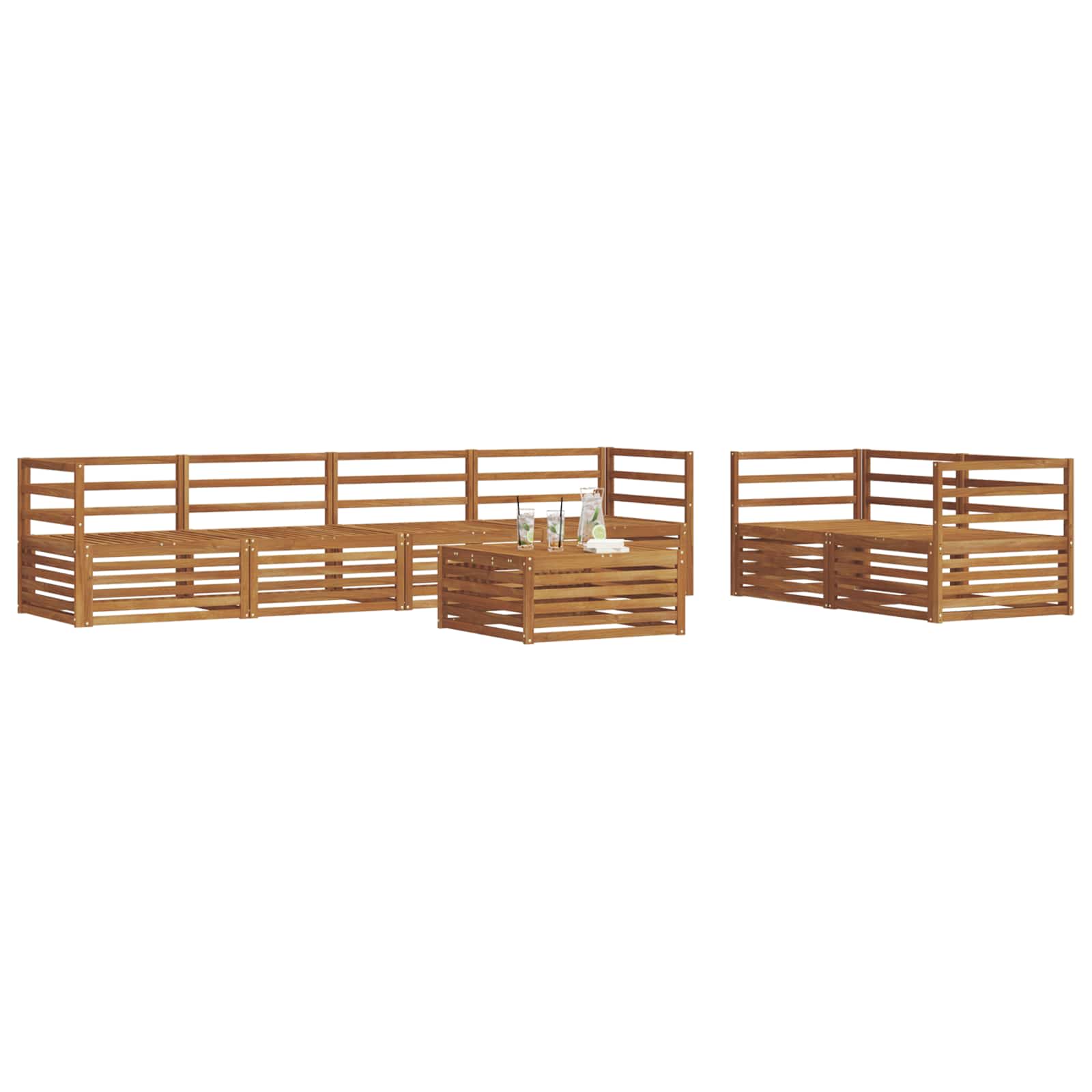vidaXL Buiten bankenset 7 pcs Naturel