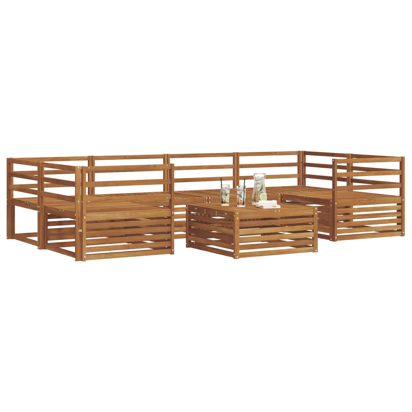 vidaXL Buiten bankenset 7 pcs Naturel