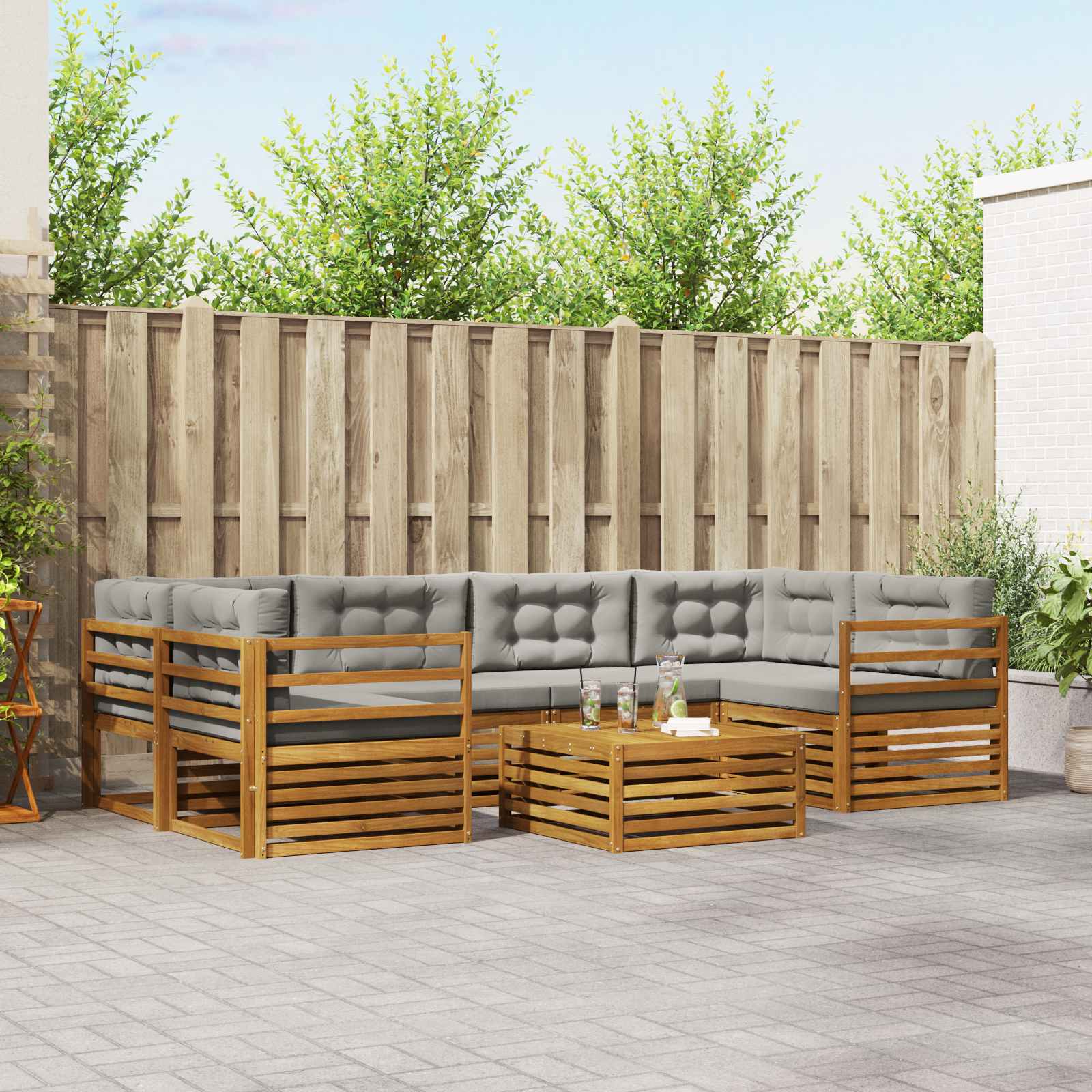 vidaXL Buiten bankenset 7 pcs Naturel