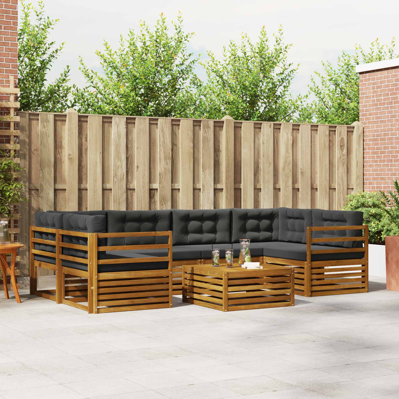 vidaXL Buiten bankenset 7 pcs Naturel