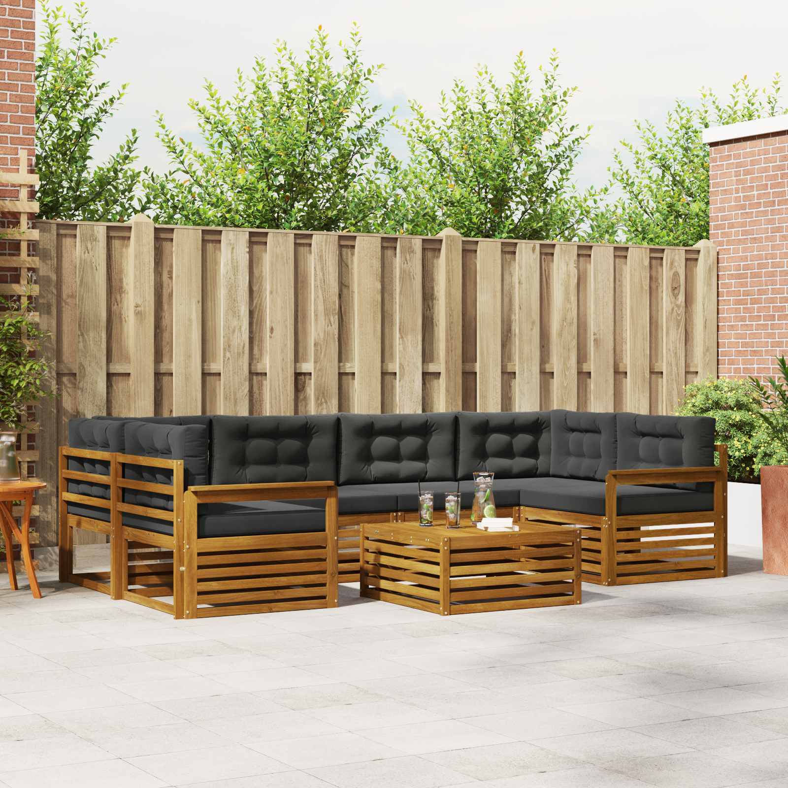 vidaXL Buiten bankenset 7 pcs Naturel