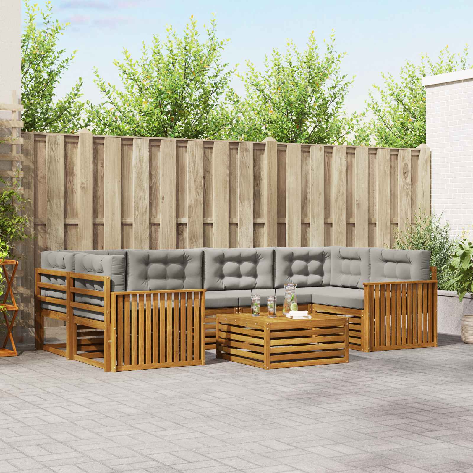 vidaXL Buiten bankenset 7 pcs Naturel