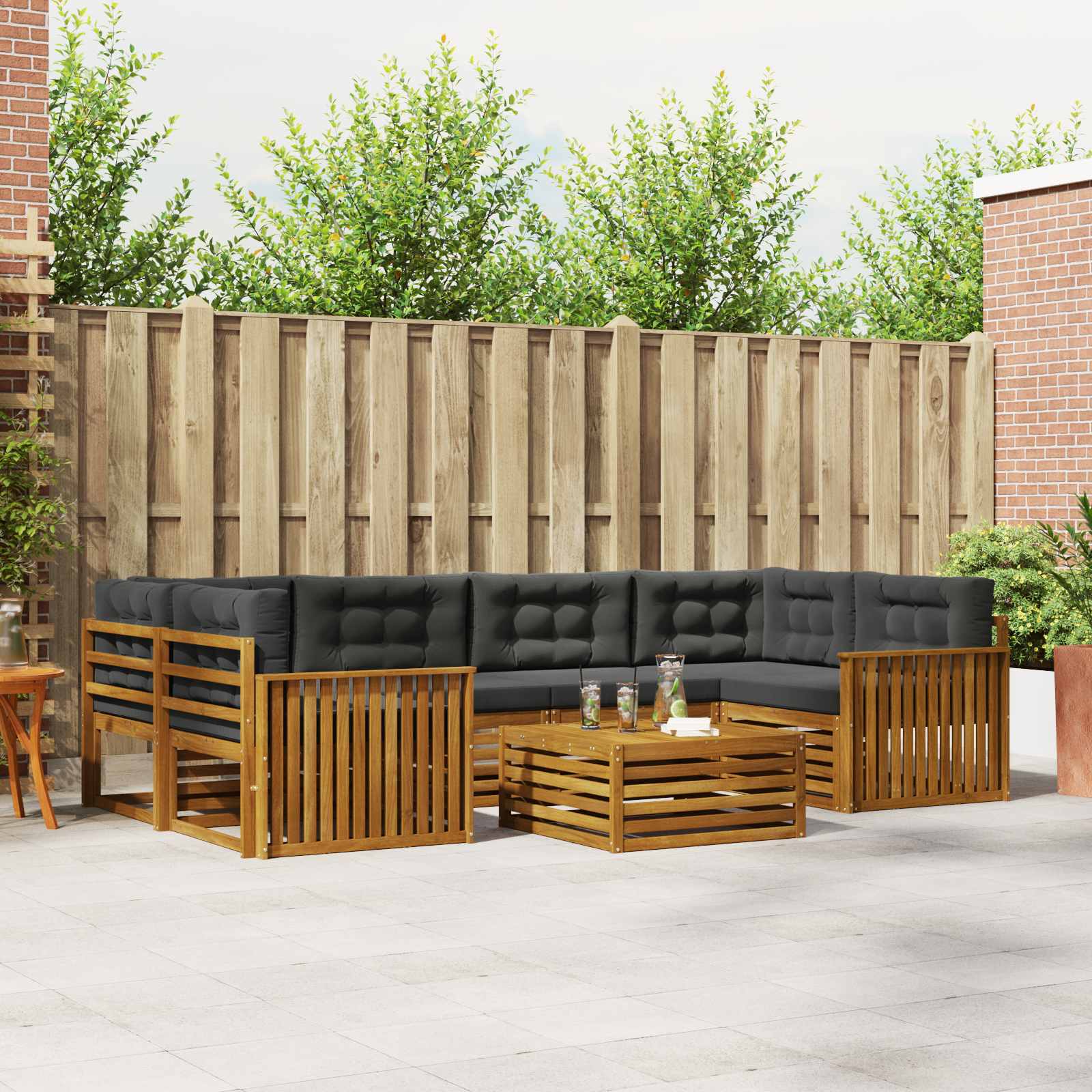 vidaXL Buiten bankenset 7 pcs Naturel