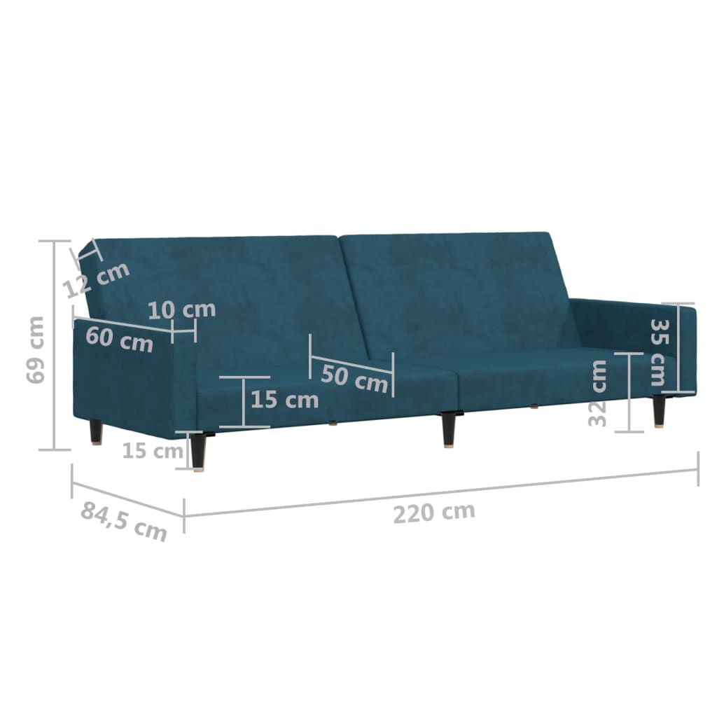 vidaXL Slaapbank 2-zits fluweel blauw