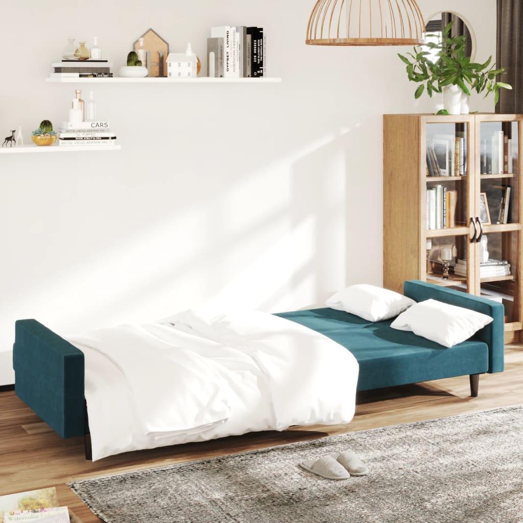 vidaXL Slaapbank 2-zits fluweel blauw