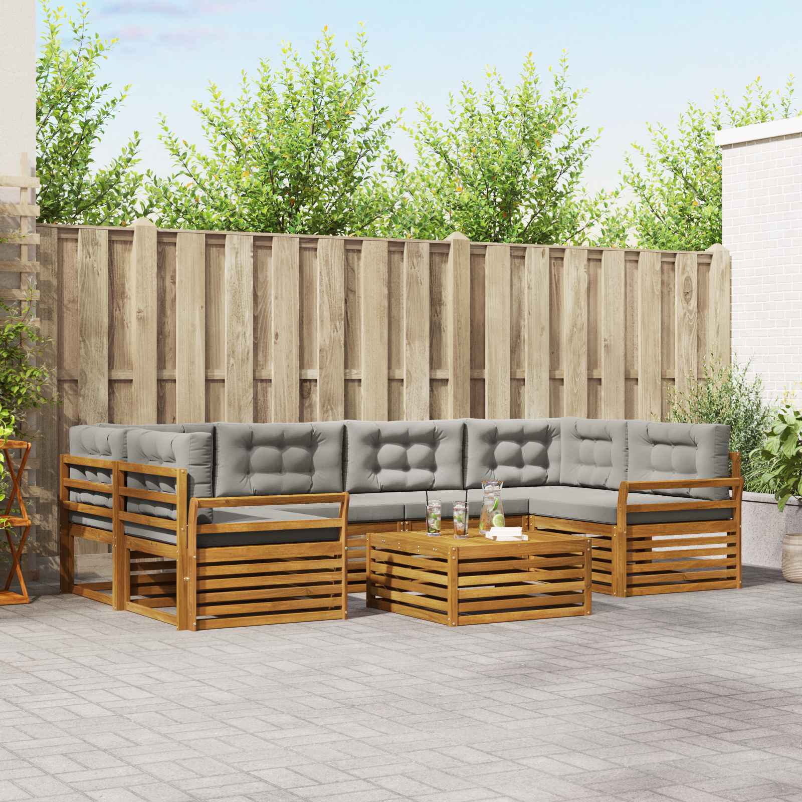 vidaXL Buiten bankenset 7 pcs Naturel