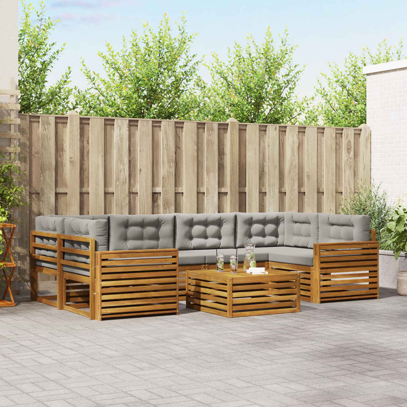 vidaXL Buiten bankenset 7 pcs Naturel