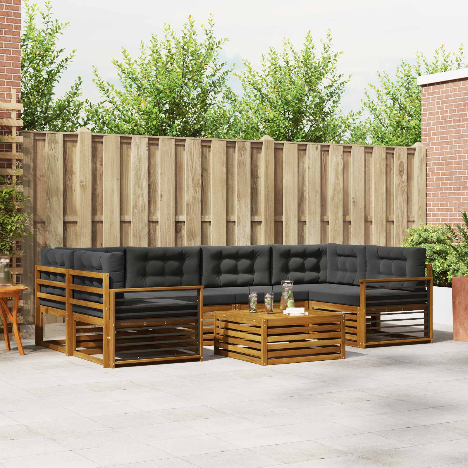 vidaXL Buiten bankenset 7 pcs Naturel