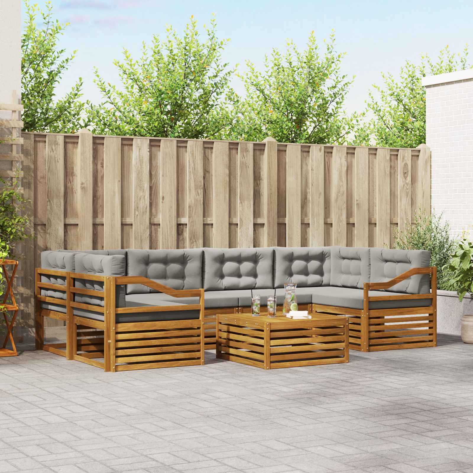 vidaXL Buiten bankenset 7 pcs Naturel