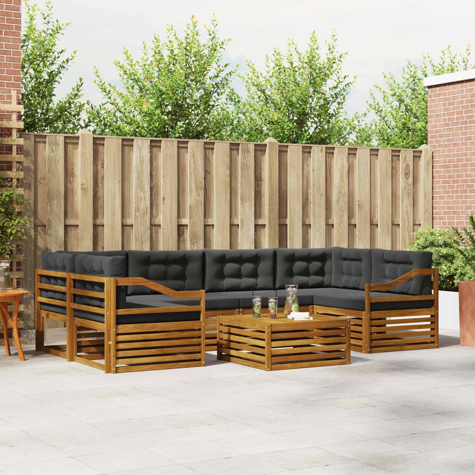 vidaXL Buiten bankenset 7 pcs Naturel