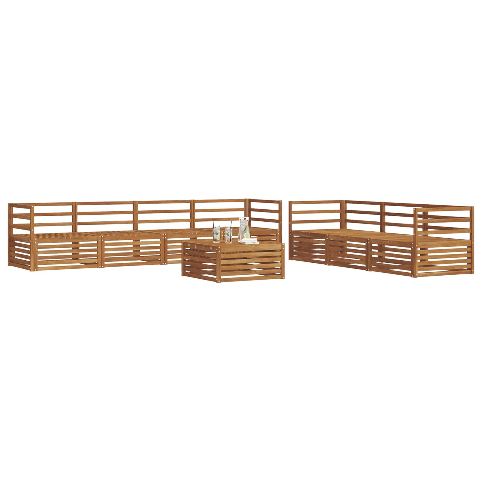 vidaXL Buiten bankenset 8 pcs Naturel