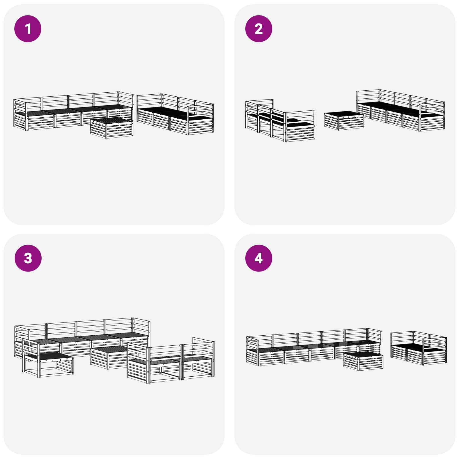 vidaXL Buiten bankenset 8 pcs Naturel
